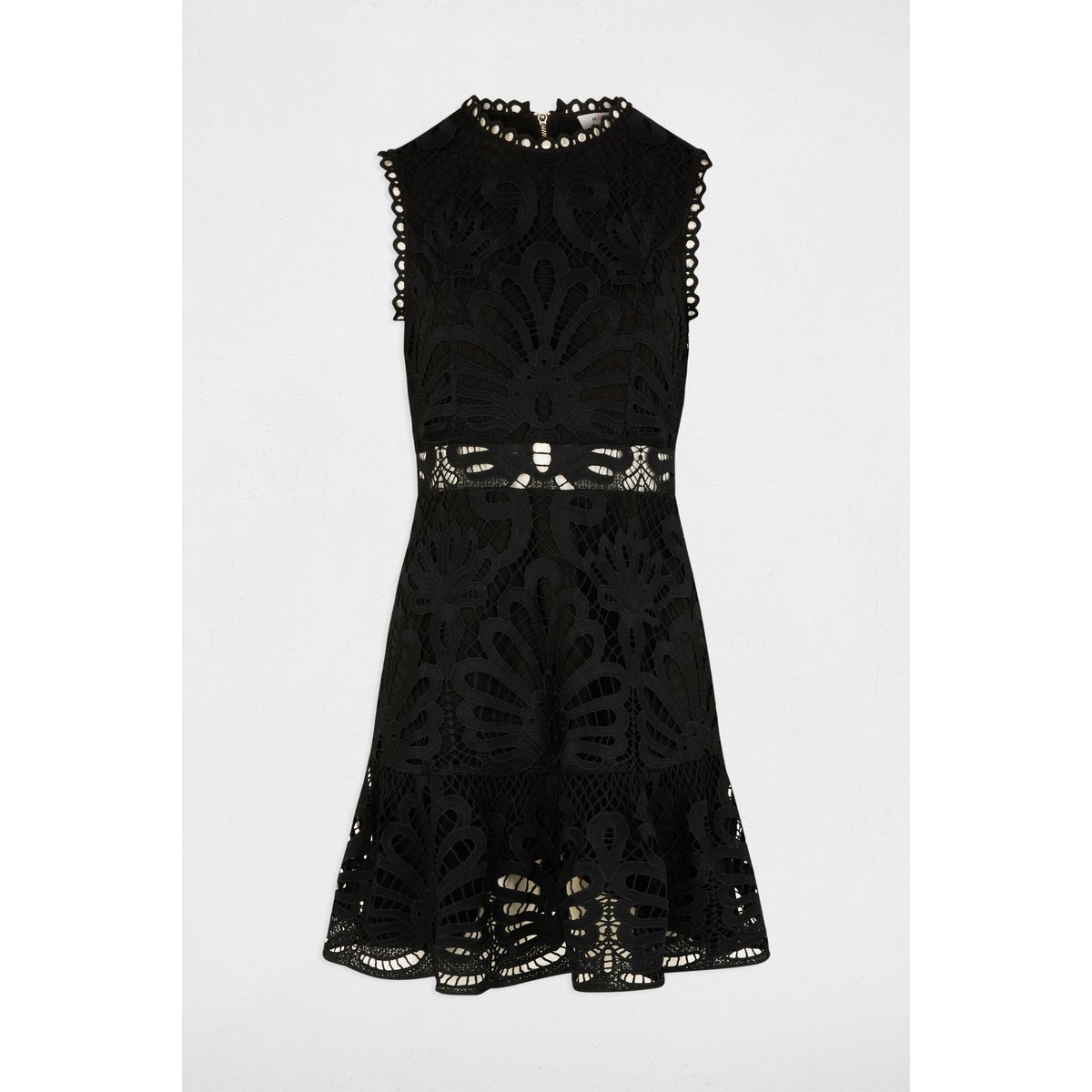 Robe courte trapèze dentelle noir, MORGAN