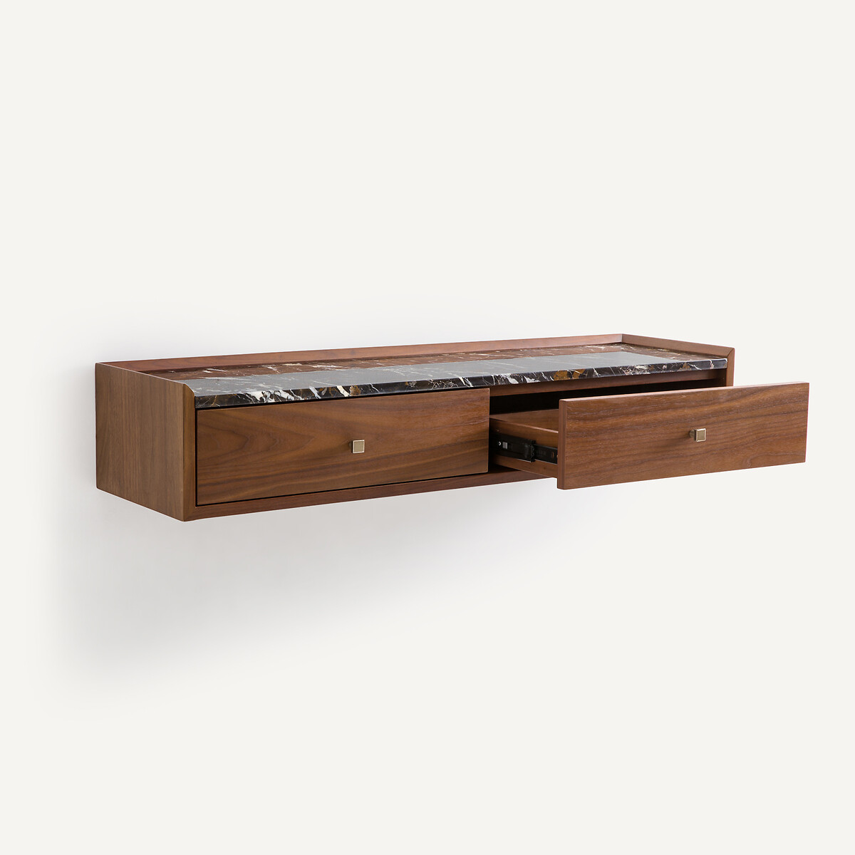 Console murale plaqué noyer et marbre ambré, Noham marbre ambré, AM.PM