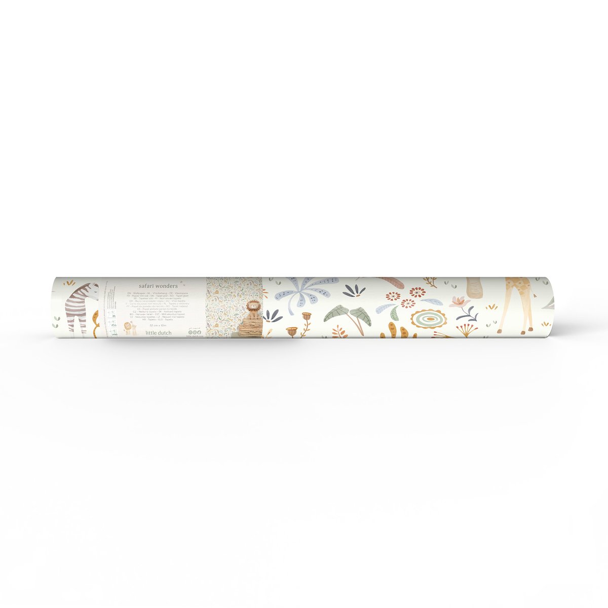 Papier peint fleuri pour enfant Petits animaux de la savanne multicolore, LITTLE DUTCH