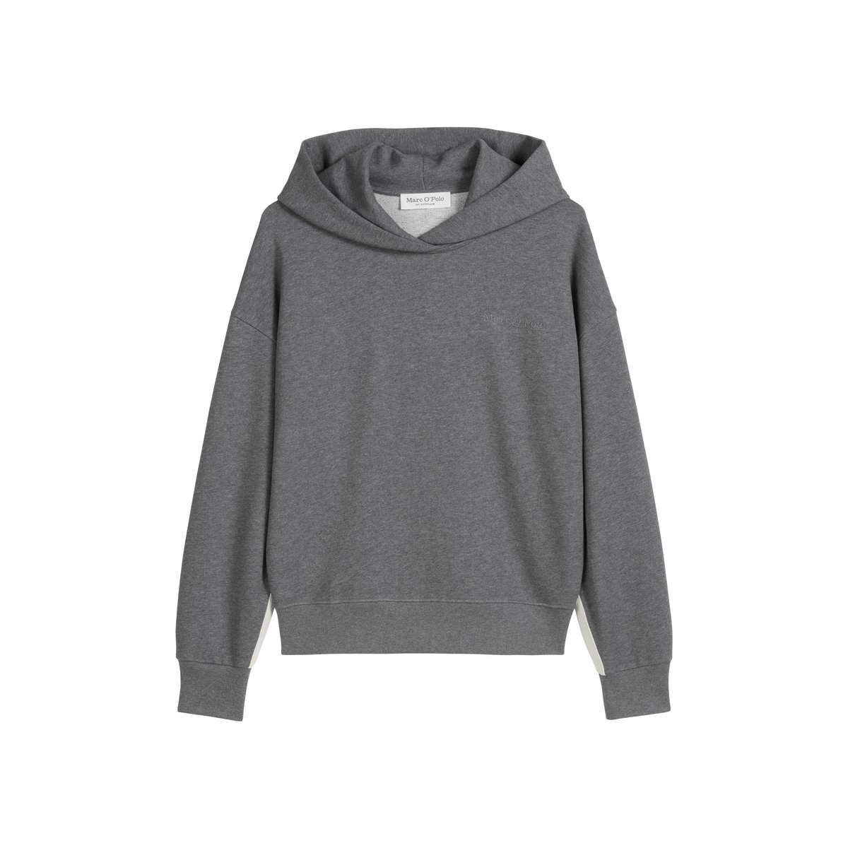 Sweatshirt à capuche avec logo relaxed en coton organique gris, MARC O'POLO