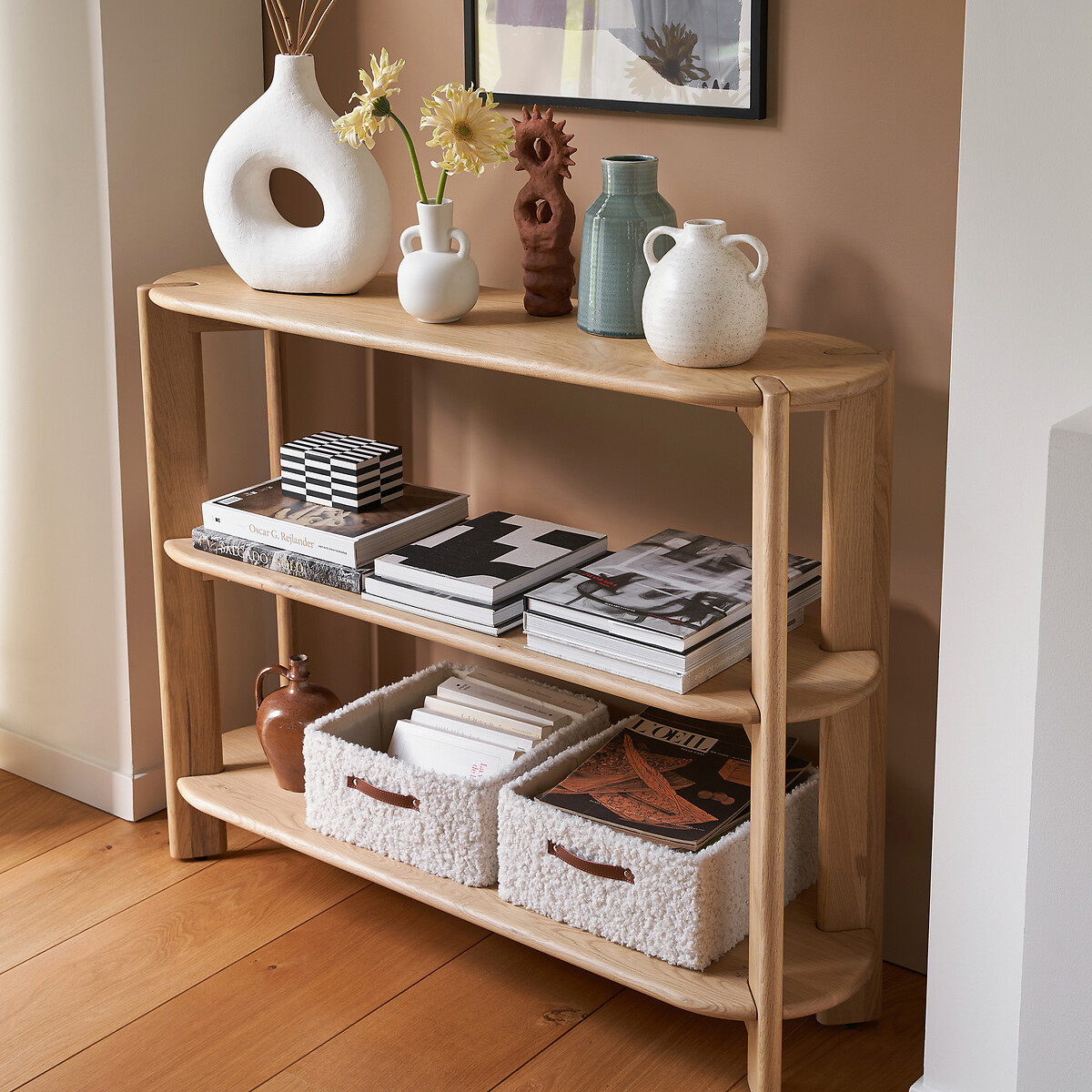 Console 3 tablettes, en chêne massif, ELMO chêne, LA REDOUTE INTERIEURS