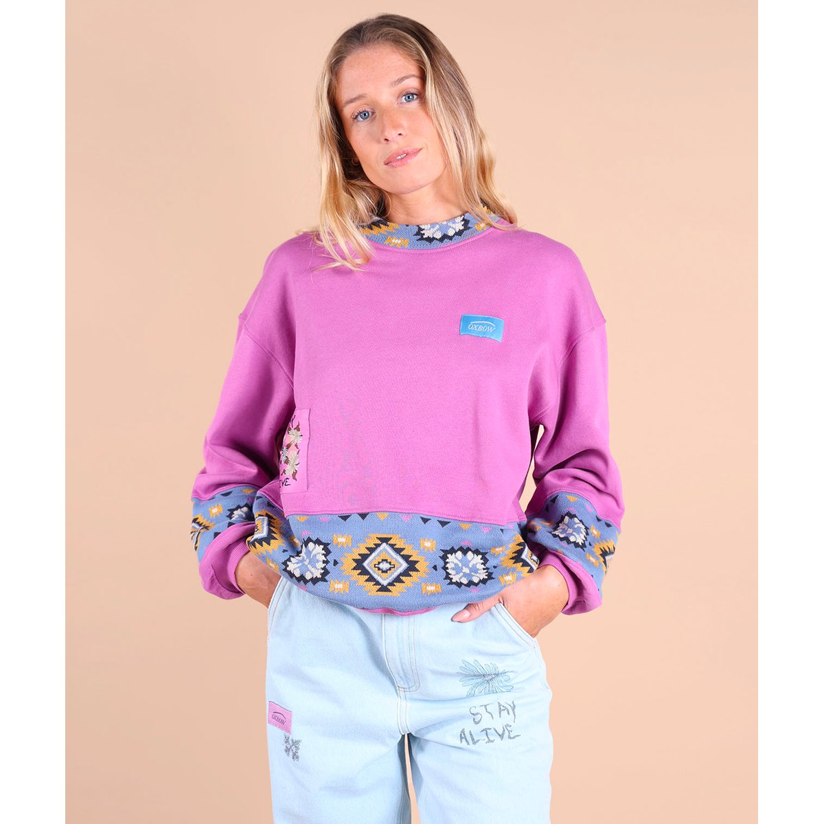 Crewneck avec jacquard artwork MIRAGE mulberry, OXBOW