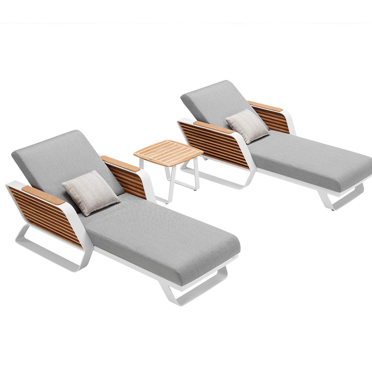 Bain de soleil en aluminium avec table d'appoint, AILY blanc, AU JARDIN DE CHLOÉ