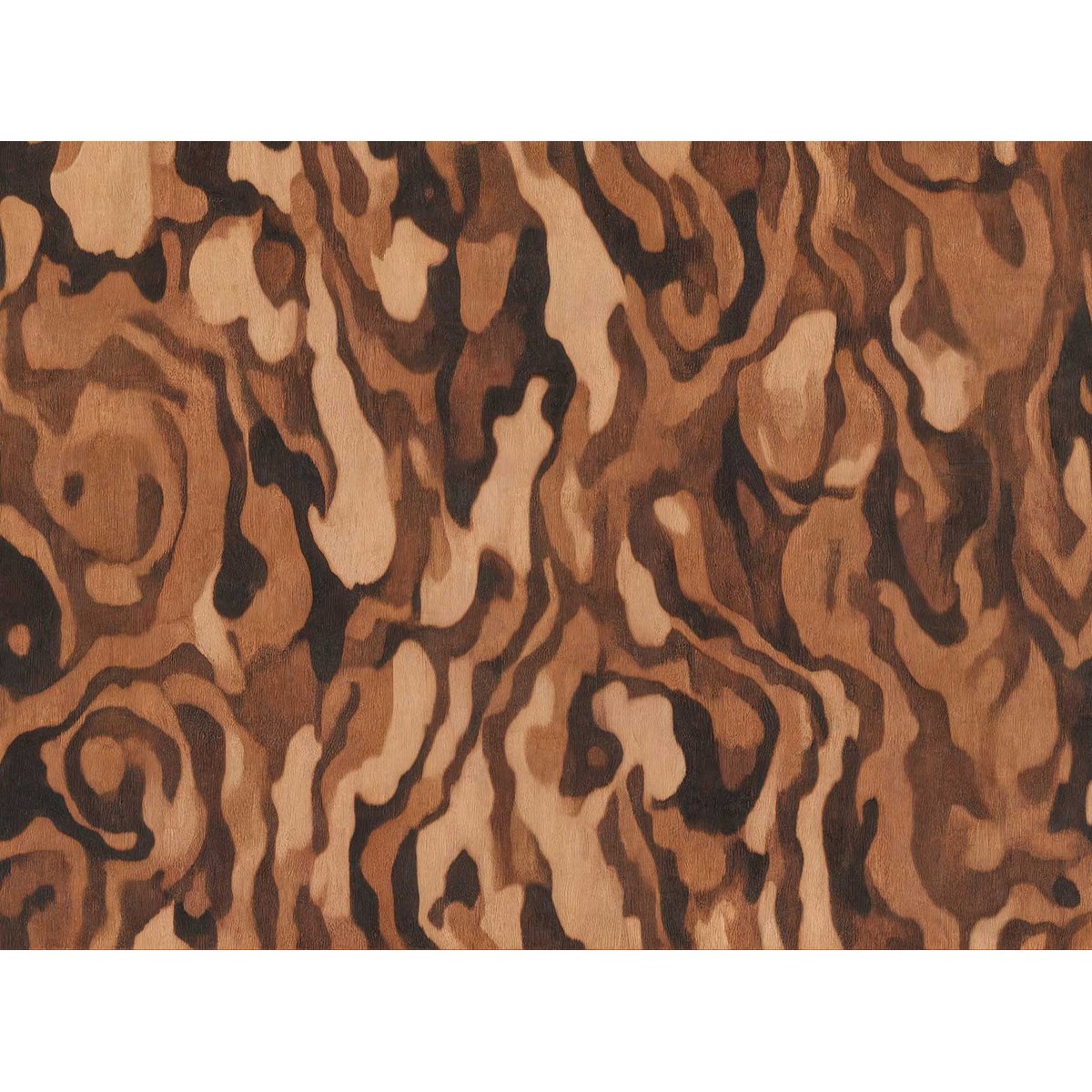 Papier peint Bois Précieux Terracotta marron, HEXOA