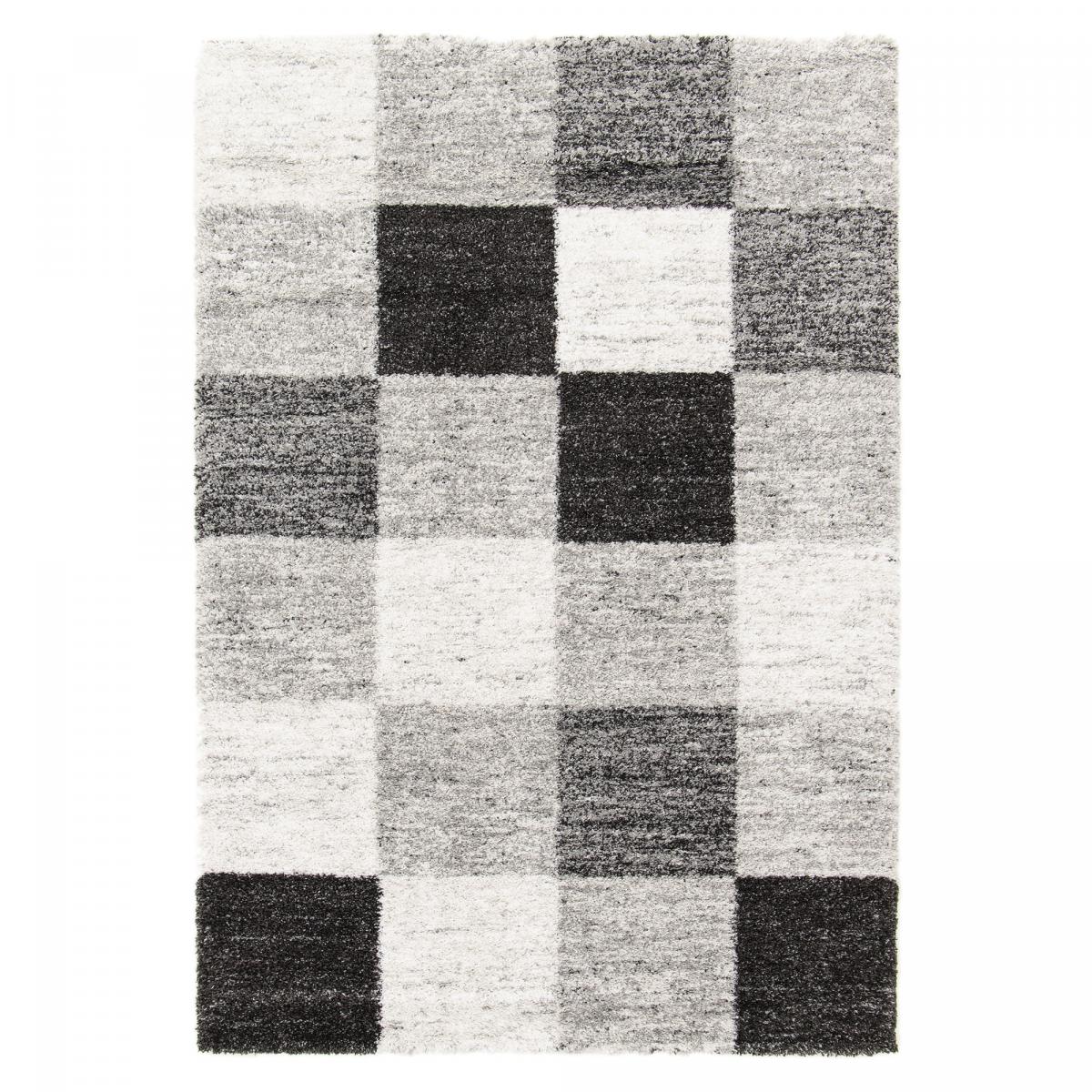 Tapis salon ZUPO 3 en polypropylène doux et soyeux Fait en Europe gris, noir, UN AMOUR DE TAPIS