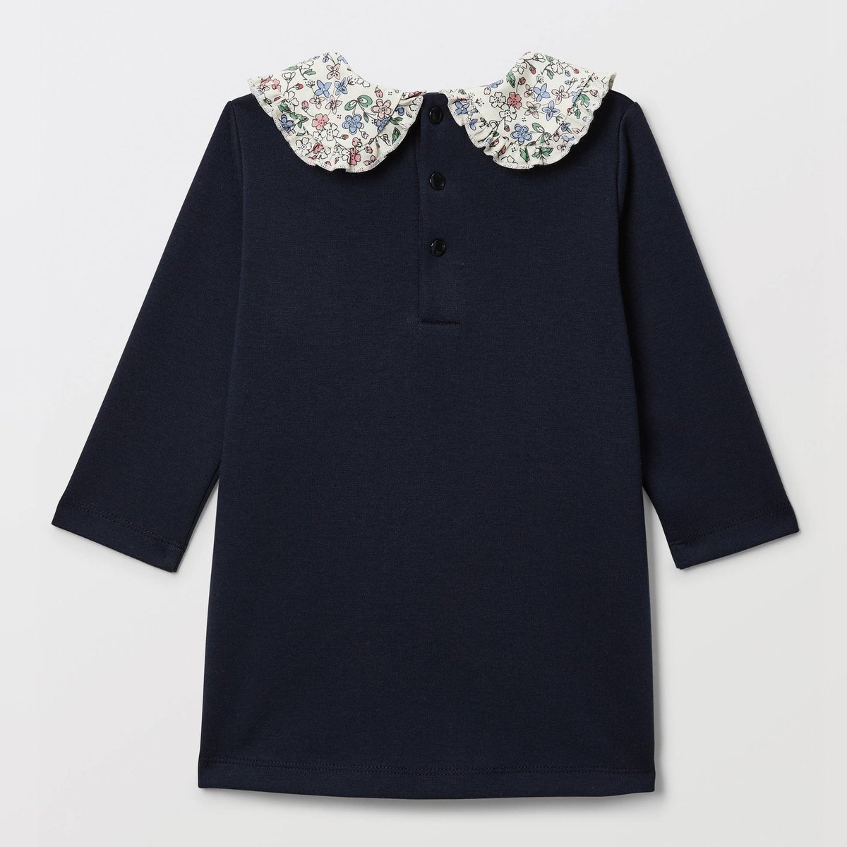 Robe unie à col imprimé marine, BOUT'CHOU
