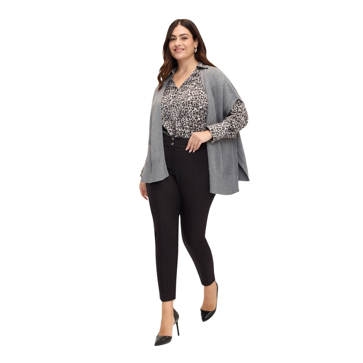 Pantalon skinny avec zip au bas des jambes noir, FIORELLA RUBINO