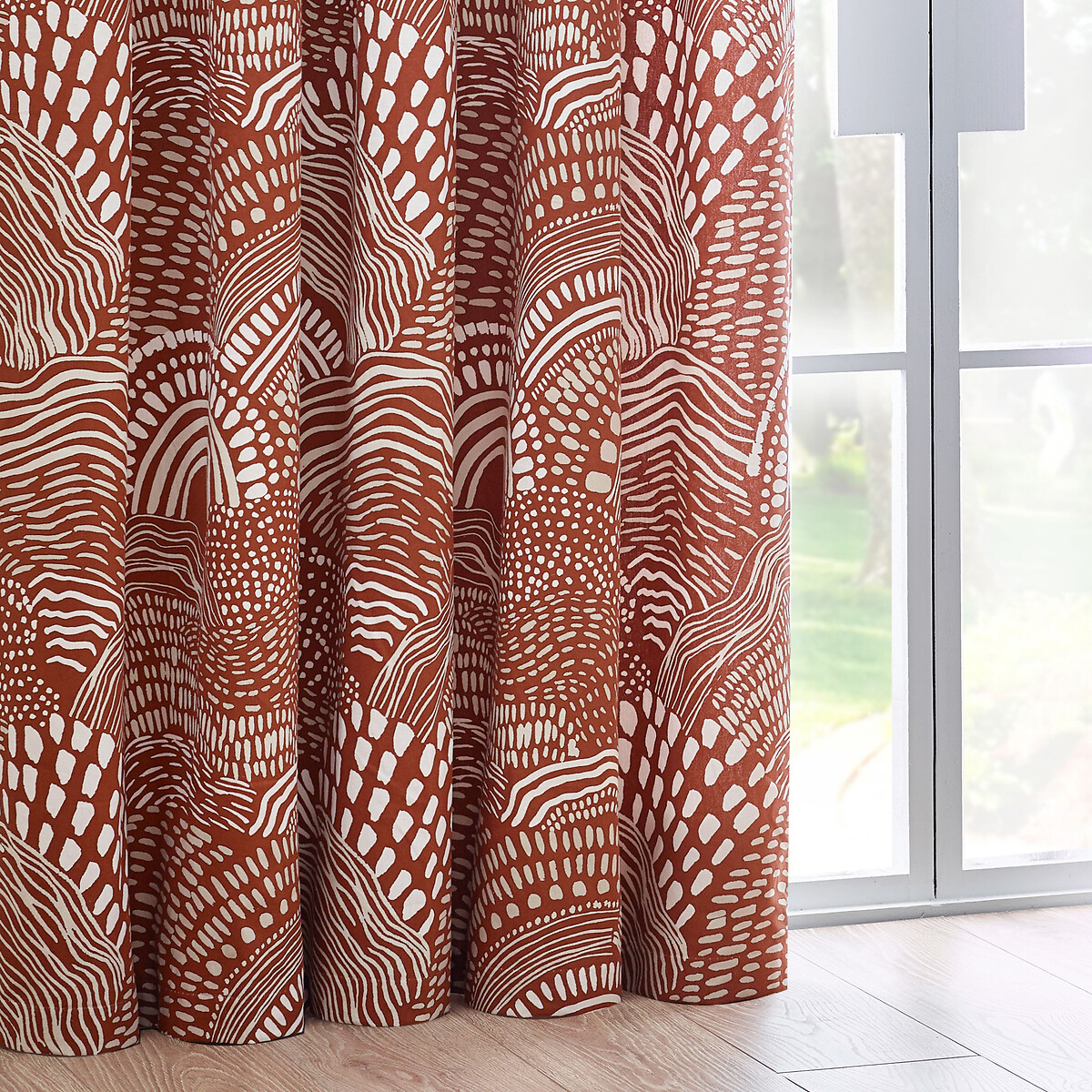 Nola Abstract Eyelet Curtains chestnut, HÖEM
