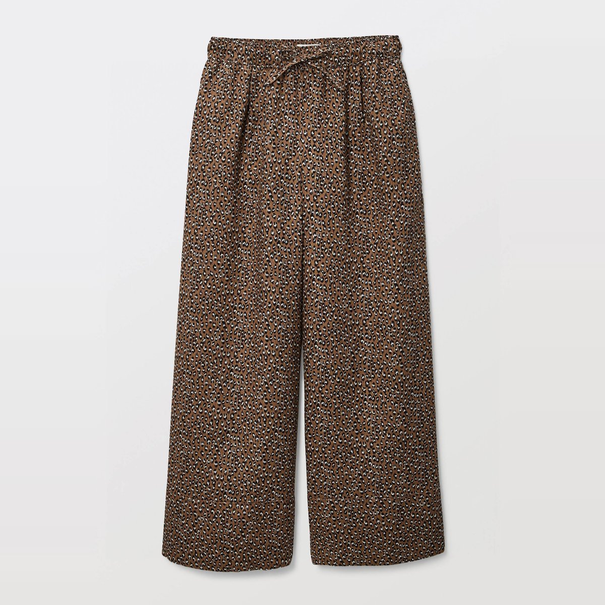 Pantalon large imprimé à taille élastiquée en lin gabardine, MONOPRIX