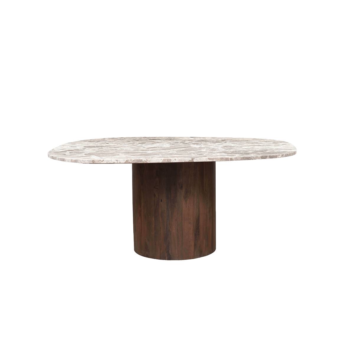 Table à manger en bois de manguier et en marbre AGNES bois foncé, MADE IN MEUBLES