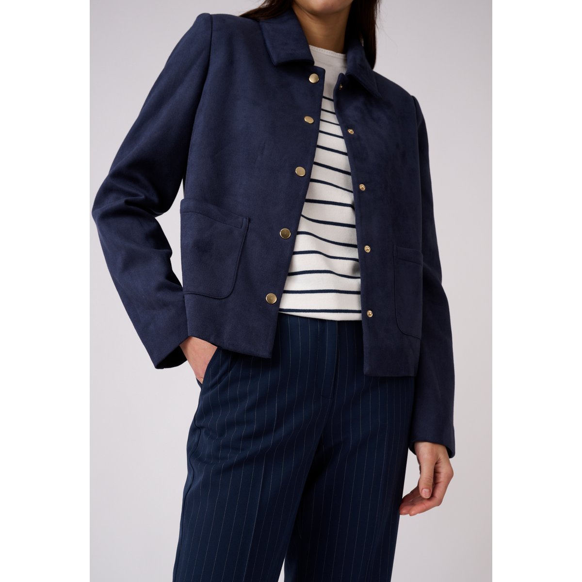 Veste suédine bleu marine, DAMART