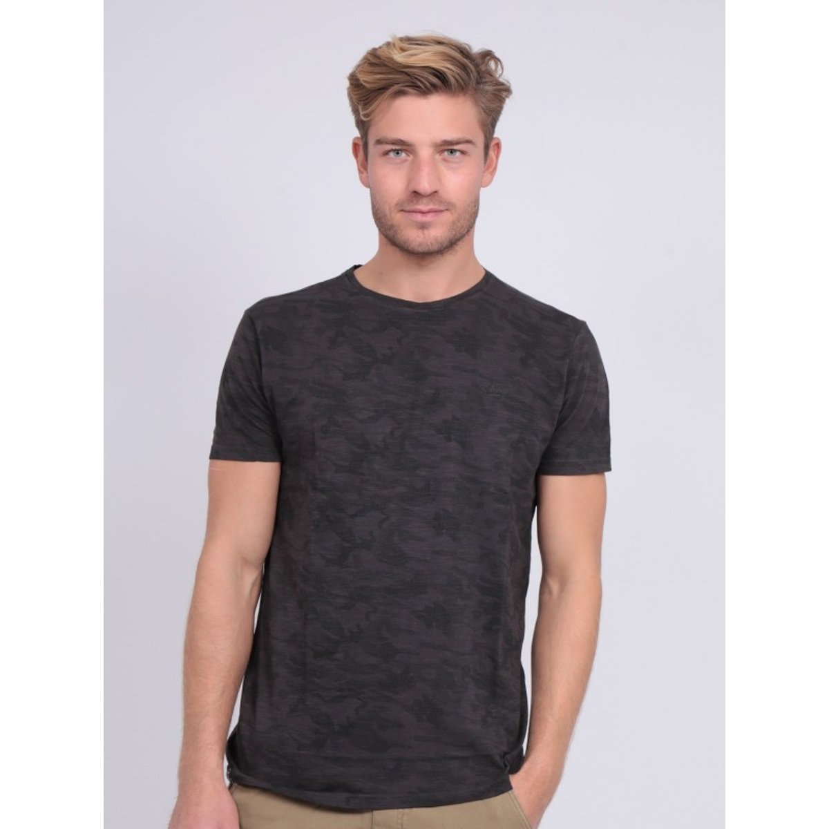T-shirt Col Rond Pur Coton à Motifs Nendrix gris, RITCHIE