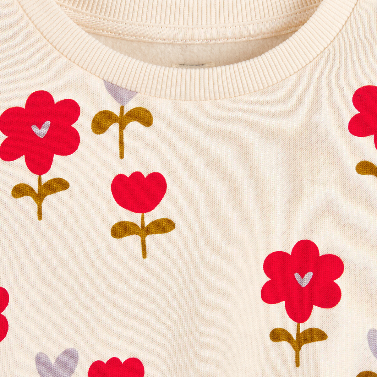 Sweat imprimé floral ecru/imprimé multicolore, LA REDOUTE COLLECTIONS
