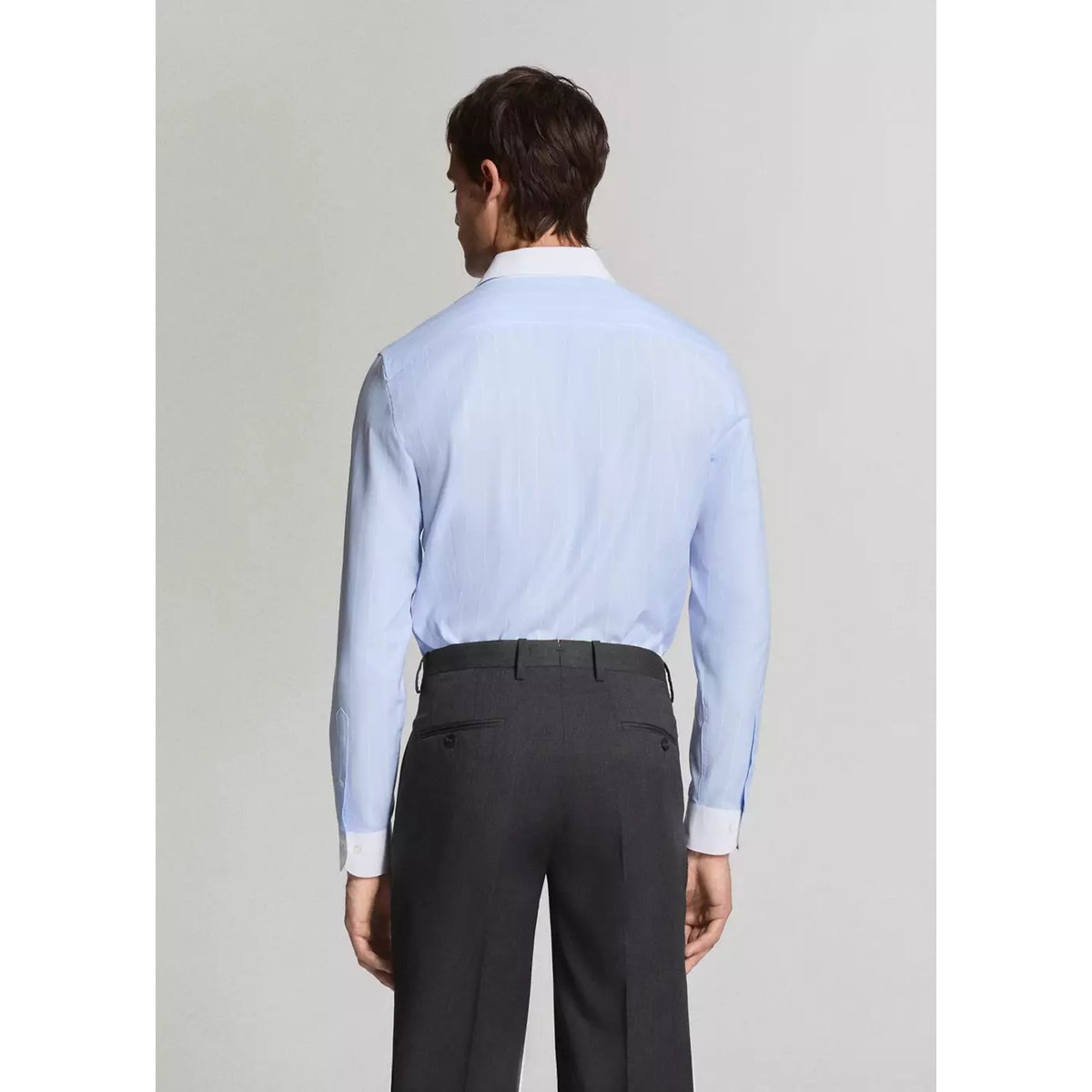 Chemise costume slim-fit 100 % coton à rayures bleu, MANGO MAN