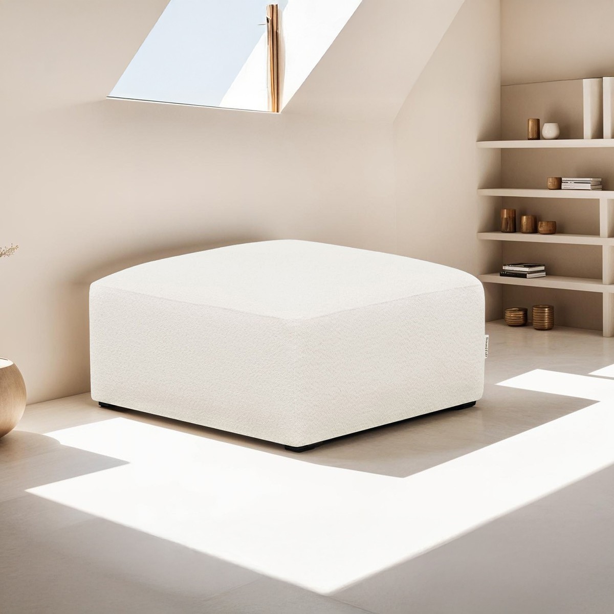 Pouf modulable en tissu bouclette - MODULO ecru, HOMIFAB