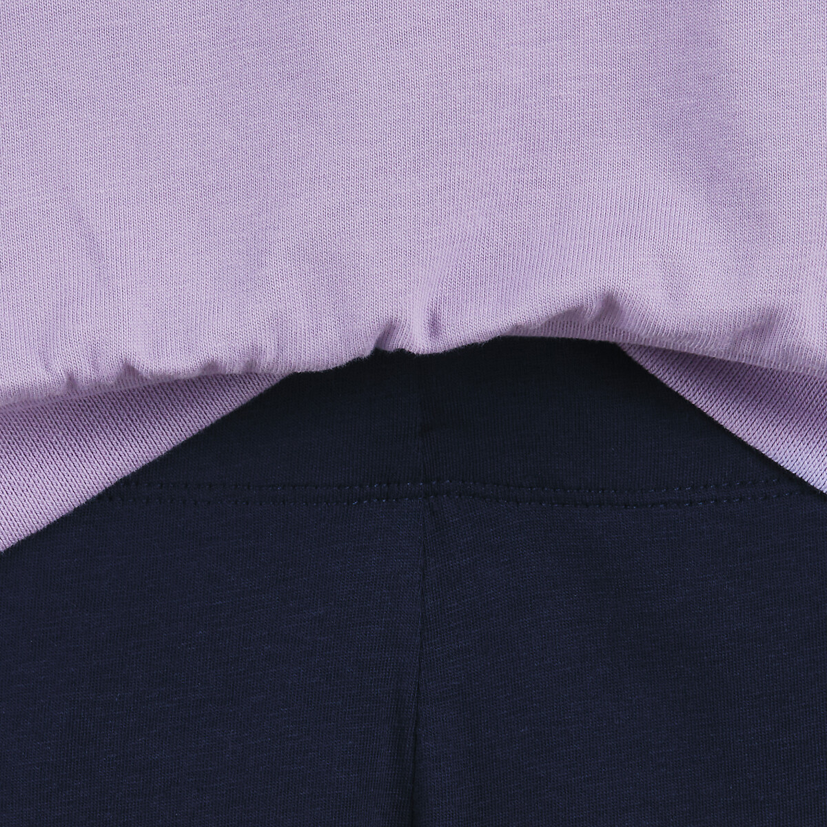Pyjama manches longues en jersey de coton bleu marine/violet, LA REDOUTE COLLECTIONS