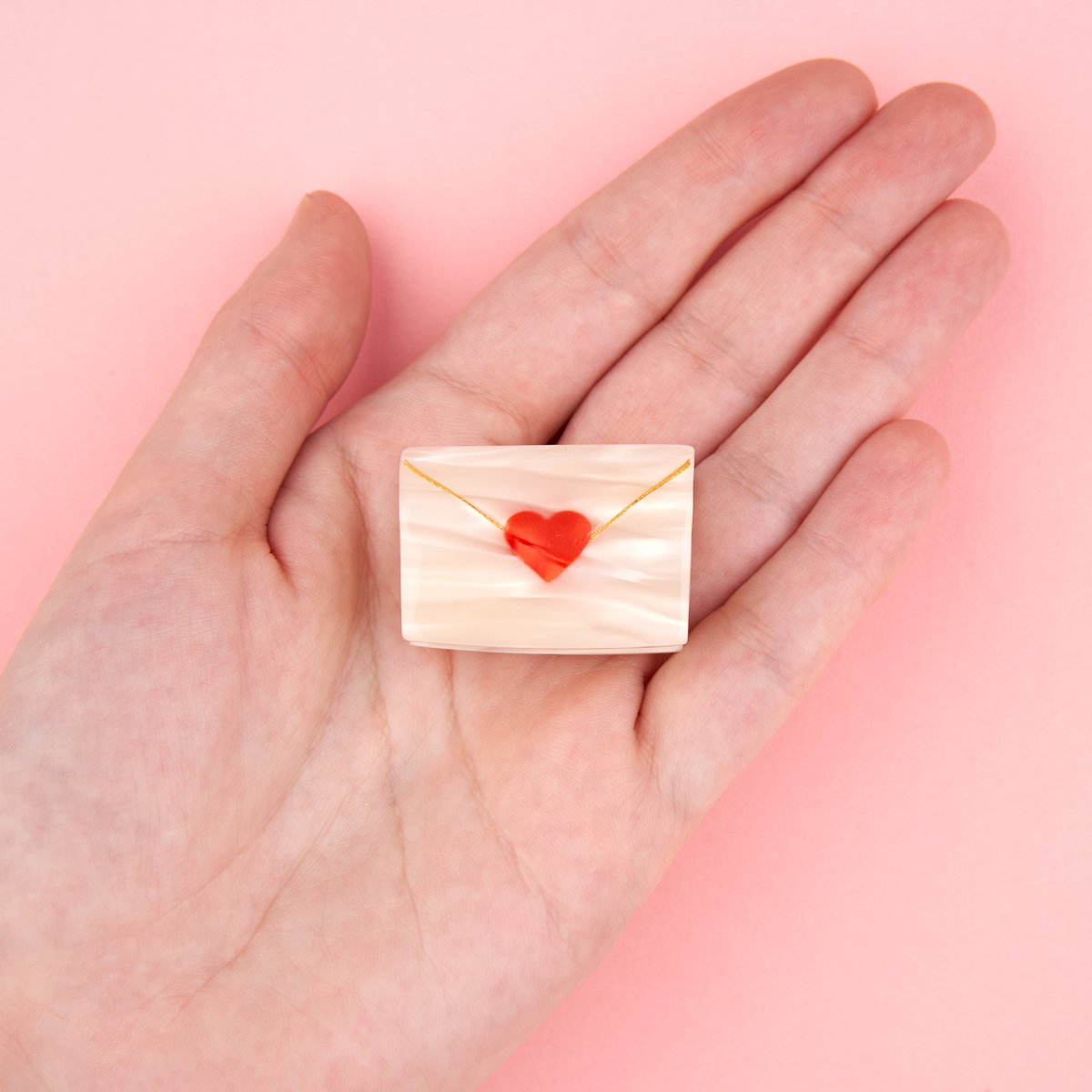 Mini pince à cheveux Lettre d'Amour blanc cœur rouge, COUCOU SUZETTE
