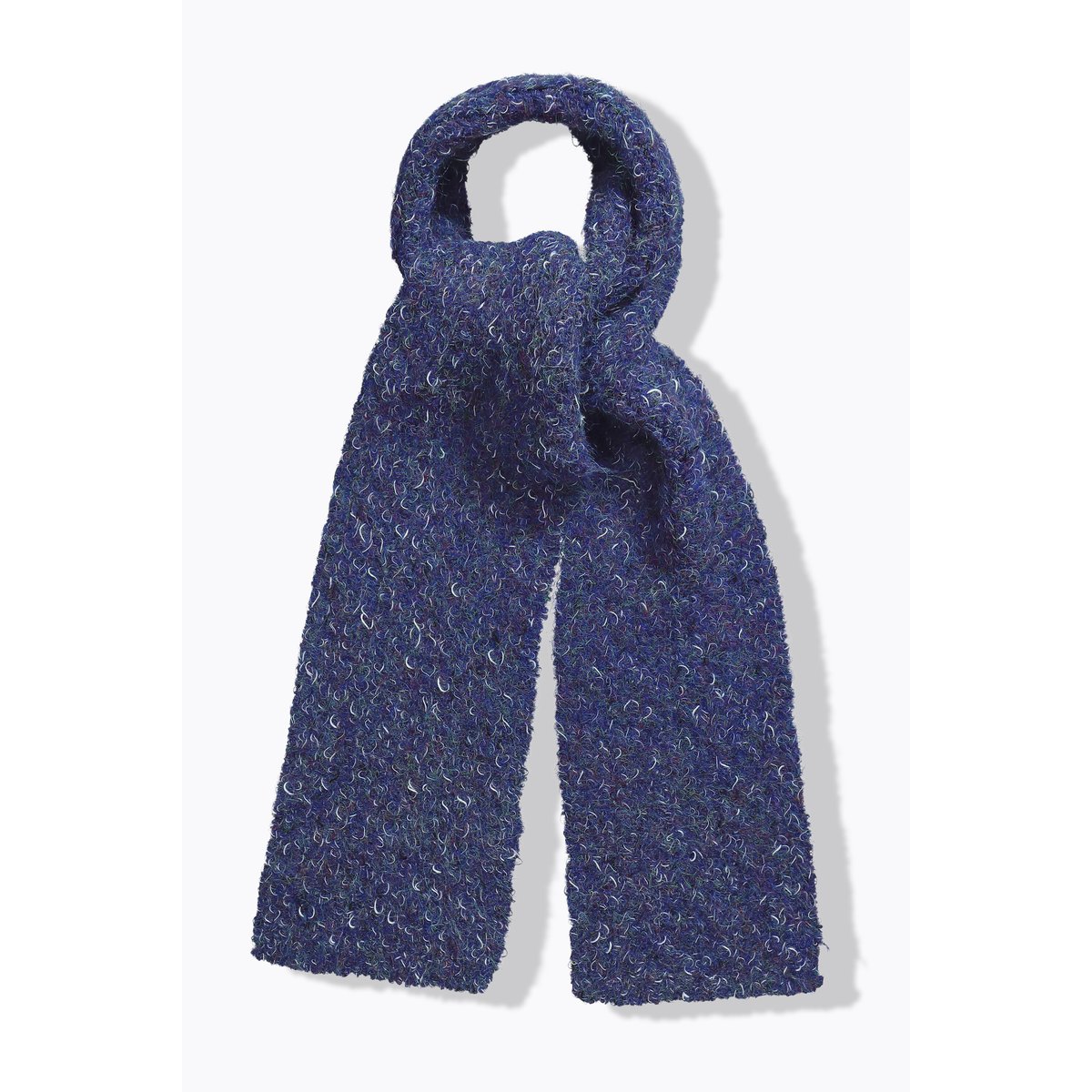 Fine écharpe en tricot côtelé, aspect chiné bleu encre, ULLA POPKEN