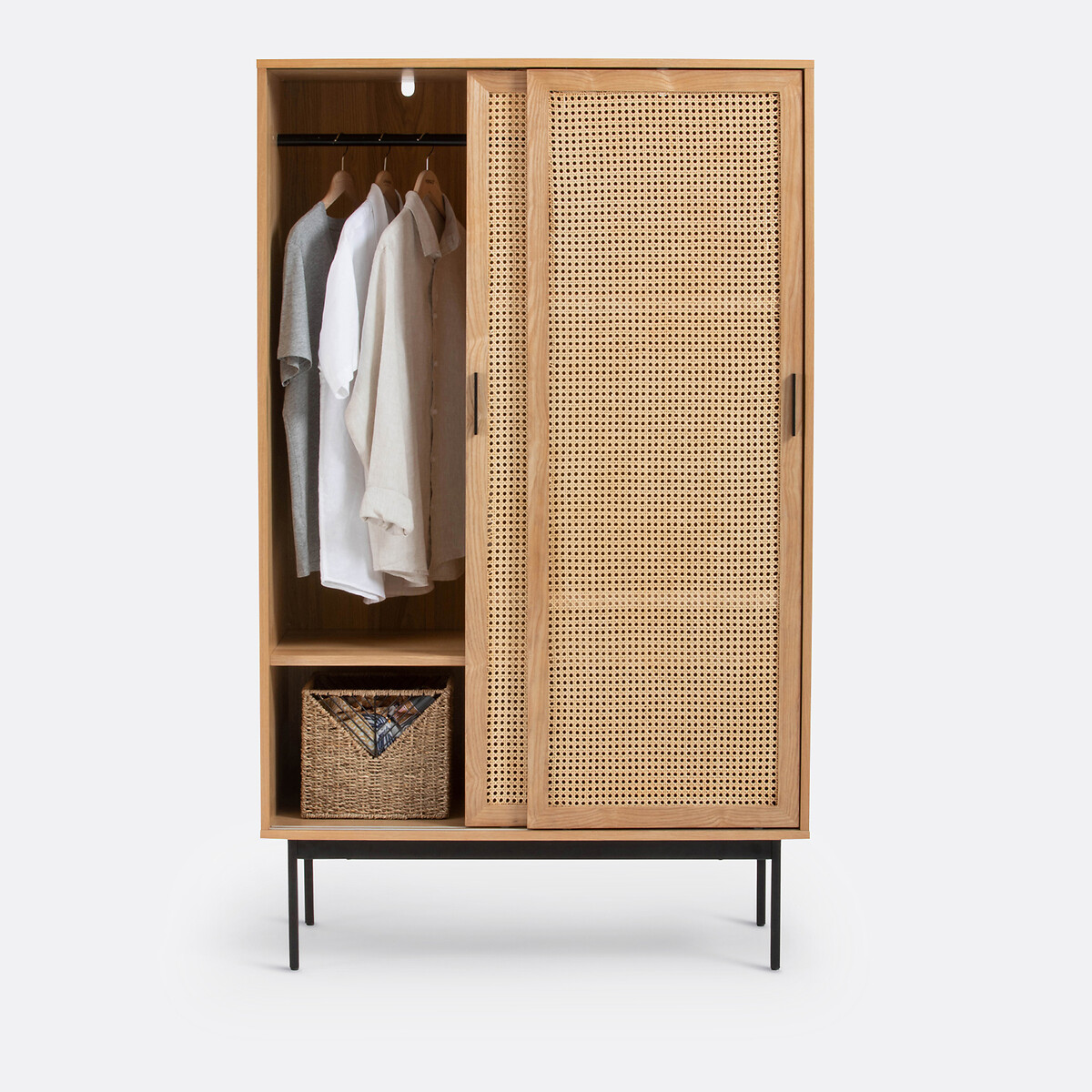 Armoire 2 portes coulissantes Waska naturel/noir, LA REDOUTE INTERIEURS