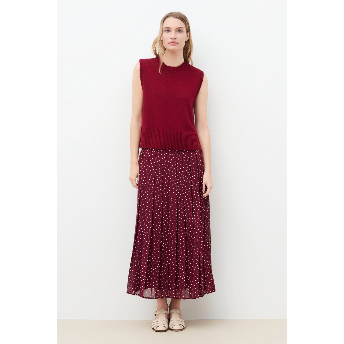 Pull droit col rond MWILLIE rouge foncé, CAROLL