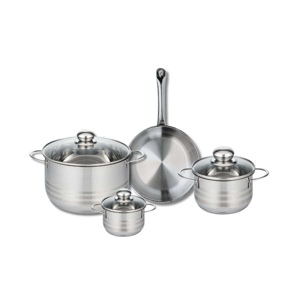 Batterie 1 poêle 24cm + 3 faitouts 12/16/24cm PROFI BRILLANT gris, ELO