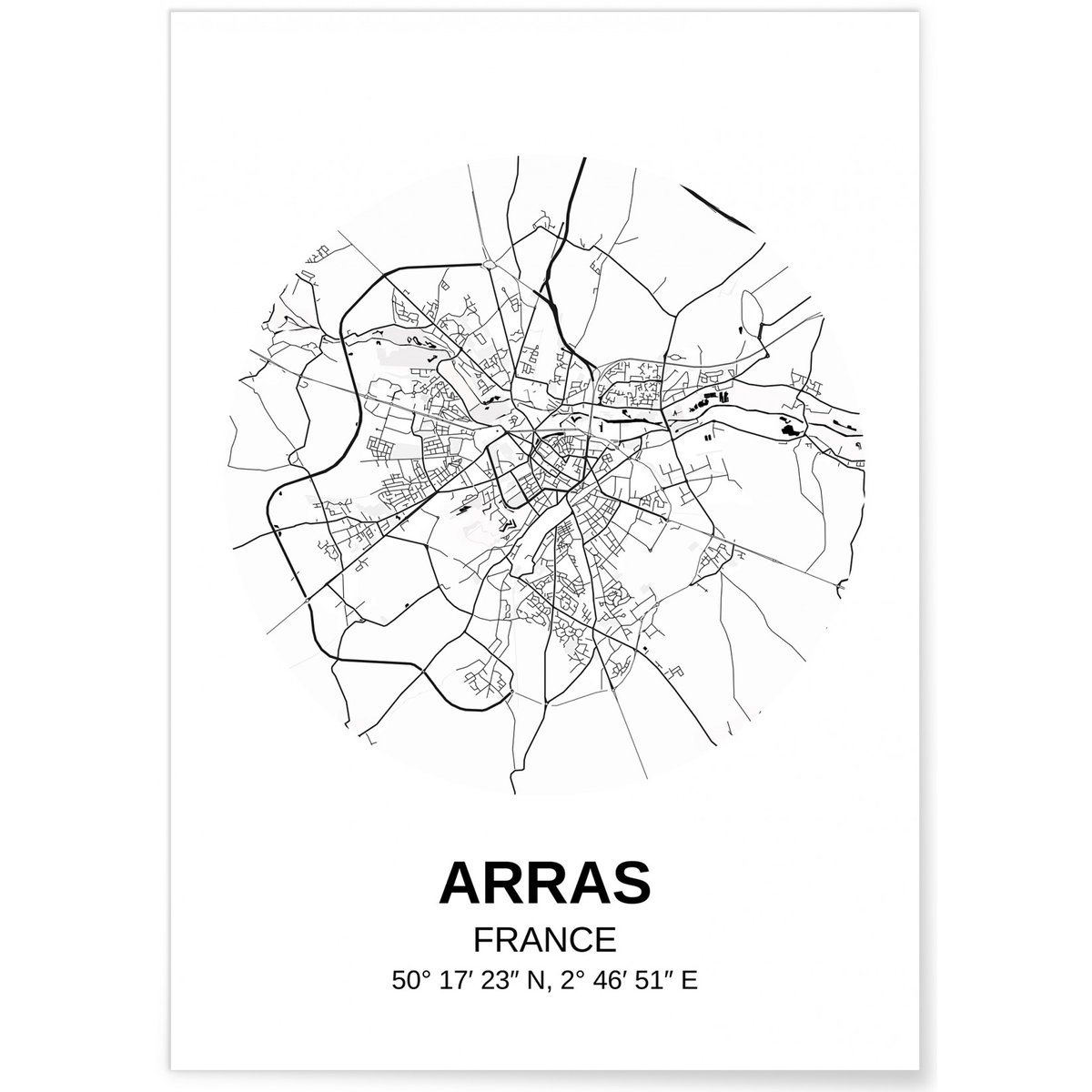 Affiche Carte Arras blanc, L'AFFICHERIE