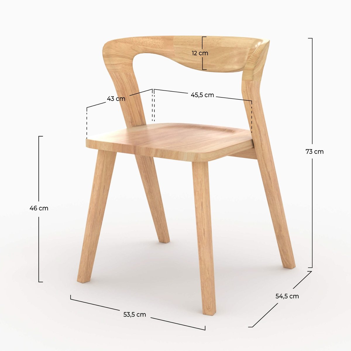 Chaise en bois d'hévéa - VEGA marron clair, MAISON PAVANE