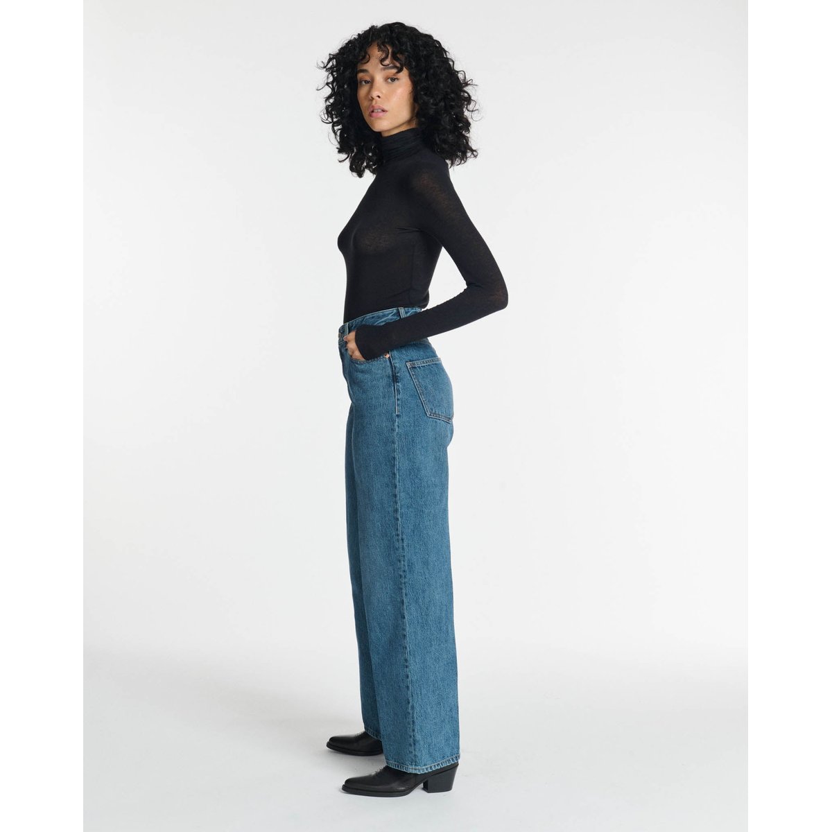 Jeans droit large taille haute long in 30, LABDIP