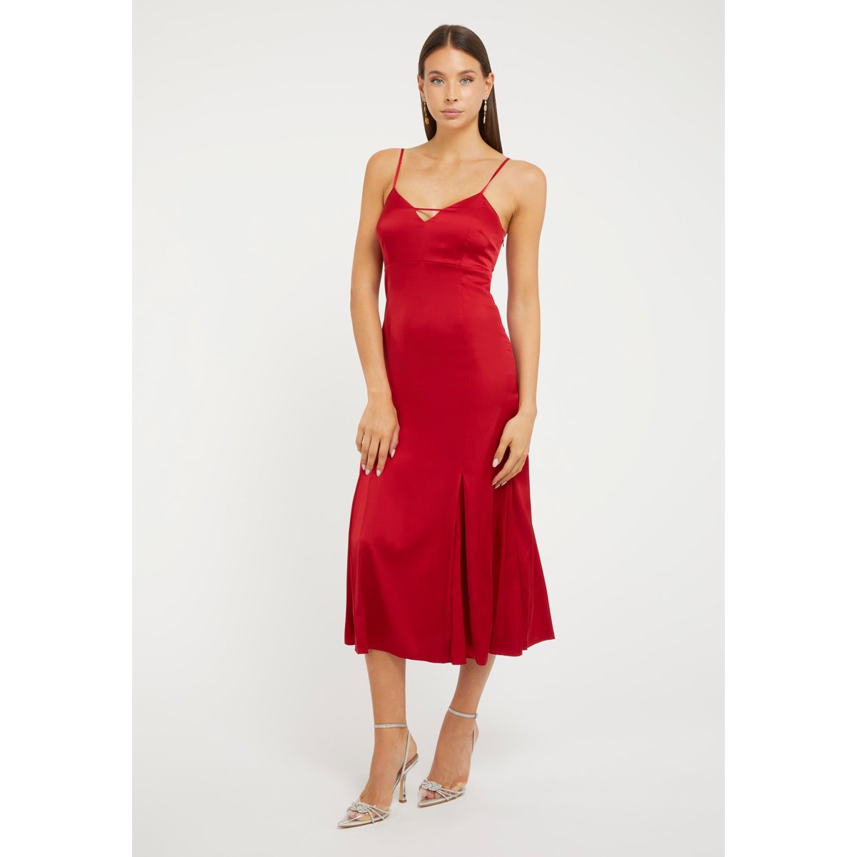 Robe Longue Satin rouge, GUESS