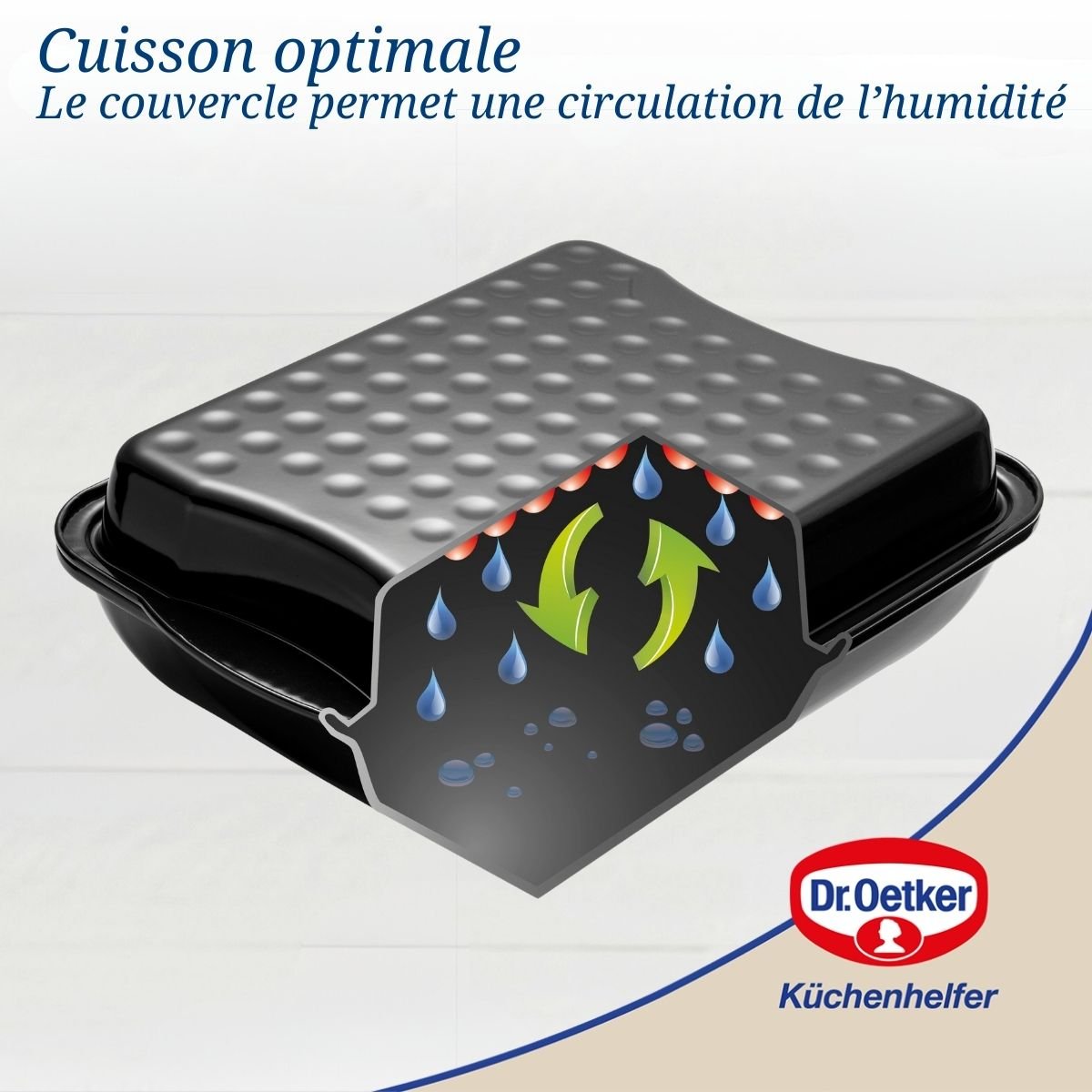 Ensemble de 2 Plats à four couvercle émaillé noir, DR OETKER