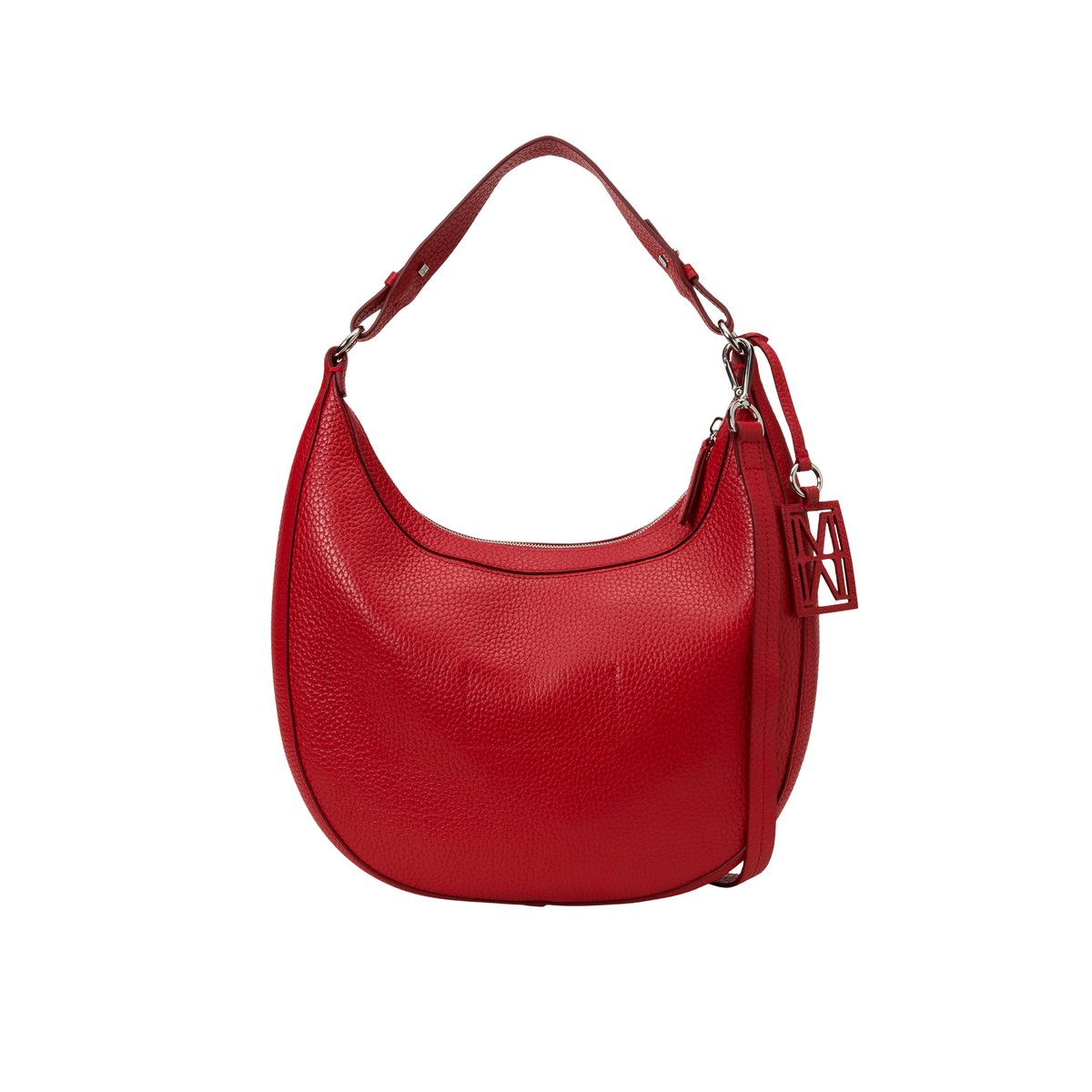 Sac à bandoulière modèle Bellilo moyen en cuir de vachette texturé rouge, MARC O'POLO