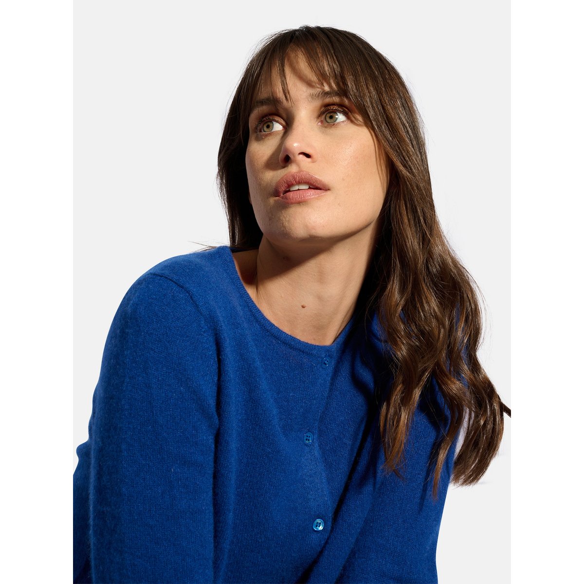 Cardigan Col Rond Outremer Katharine bleu foncé, JUST CASHMERE