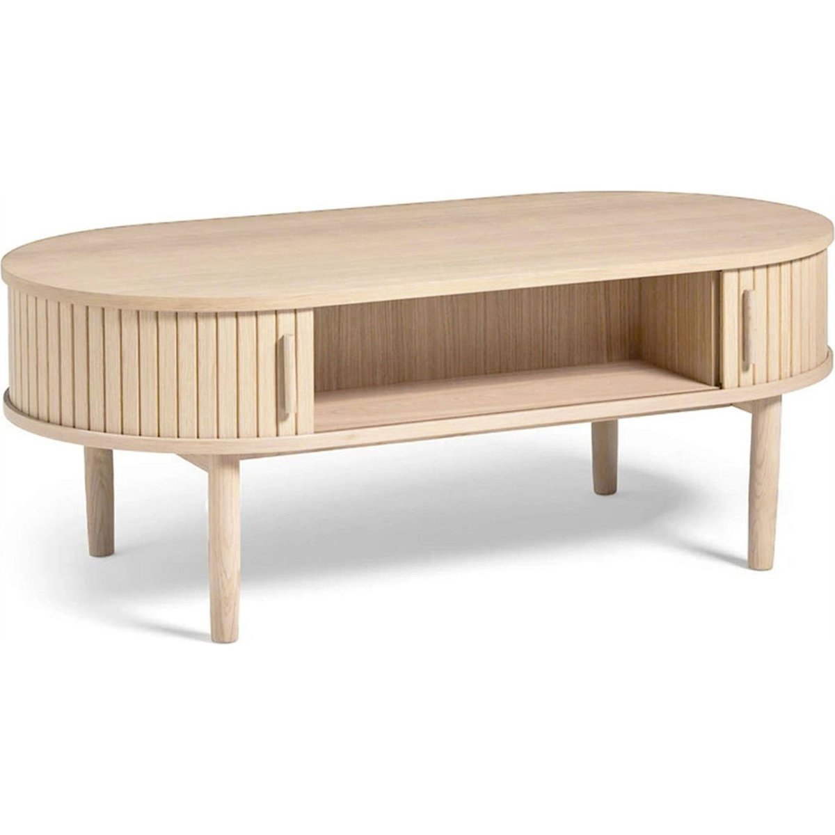 Table basse ovale bois avec rangement META chêne foncé, RECOLLECTION