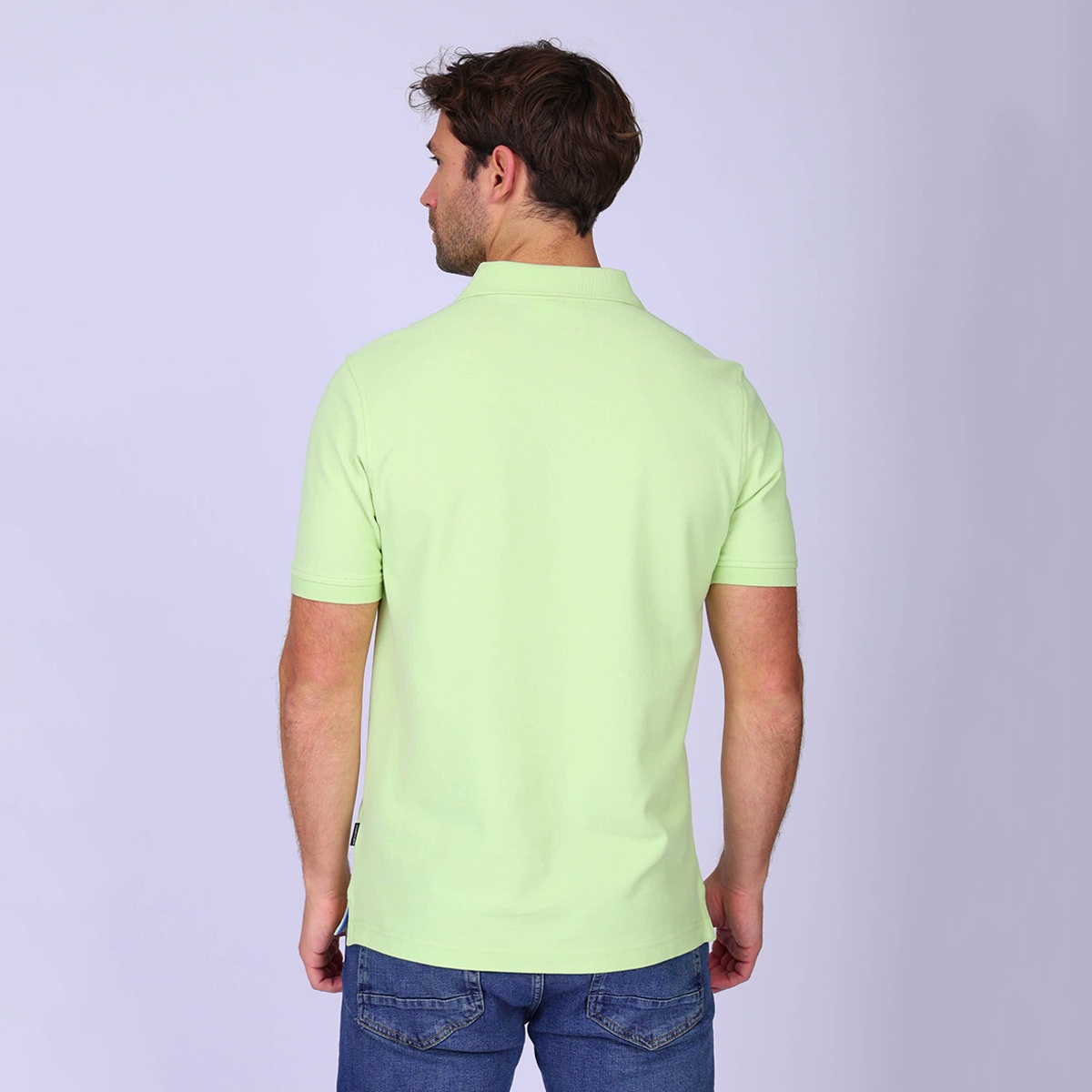 Polo cigognes vert clair, MISE AU GREEN