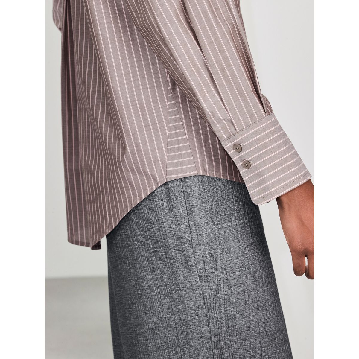 Chemise boyfriend oversize à manches longues rayures marron chocolat/rose, NEXT