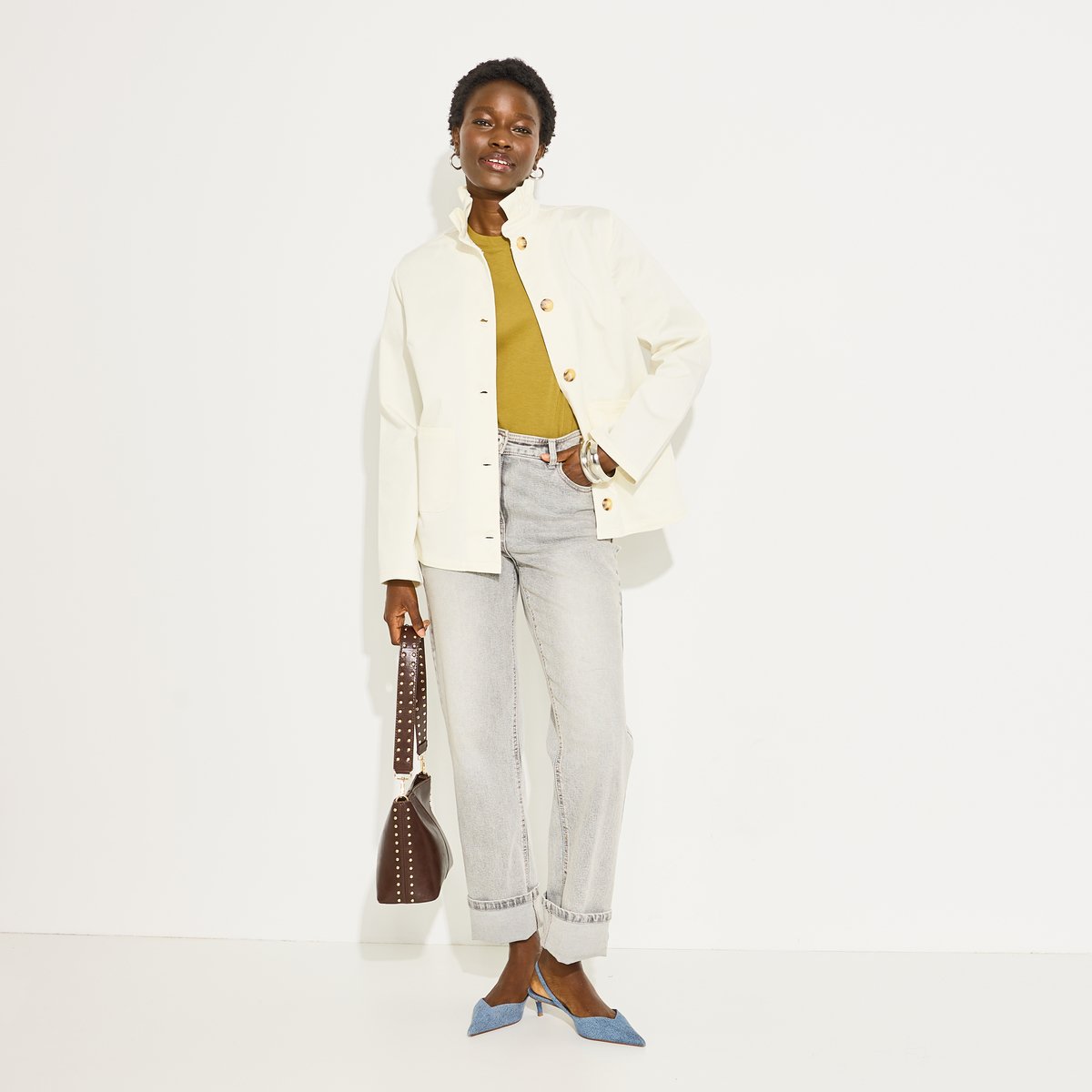 Veste col montant blanc cassé, GRAIN DE MALICE