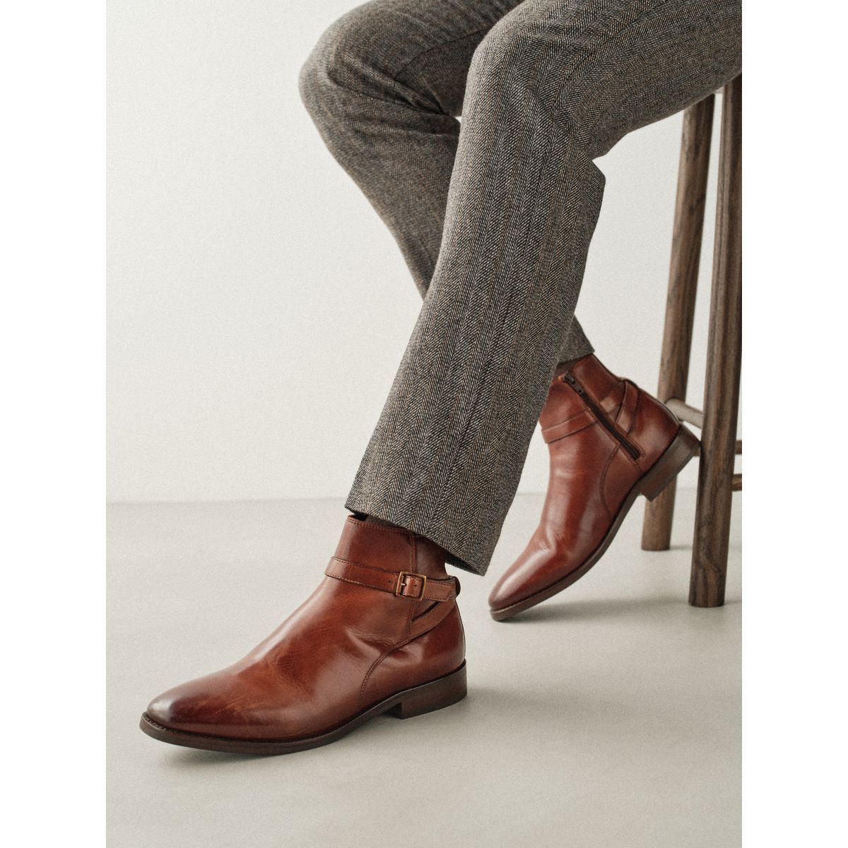 Bottes en cuir à boucle marron fauve, NEXT