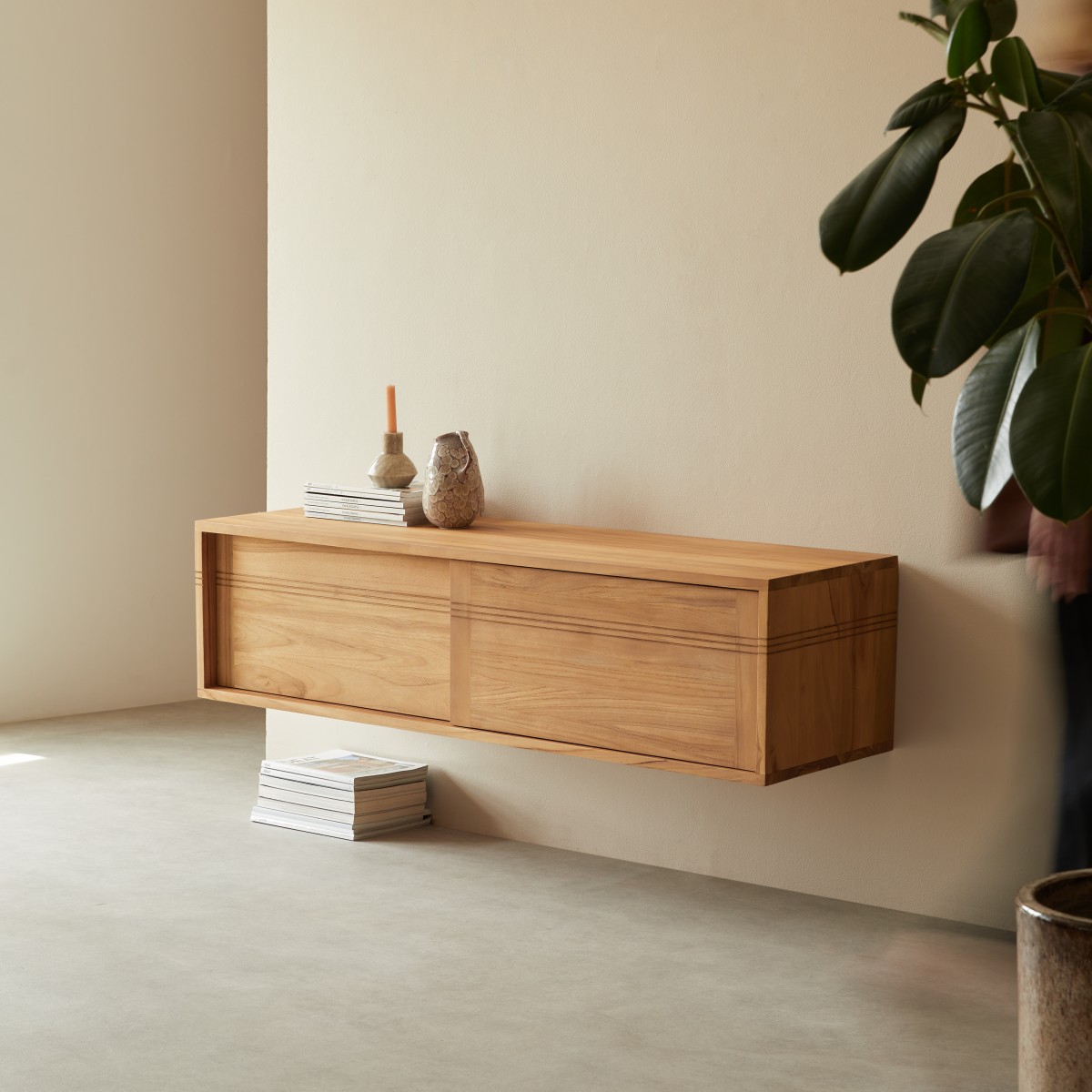 Meuble Hi-FI, TV en Teck massif, BASIC naturel, TIKAMOON
