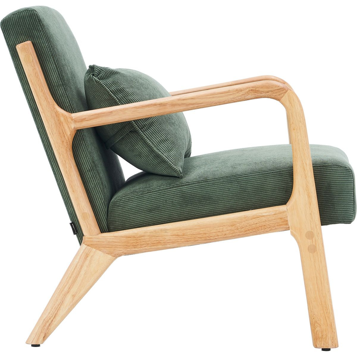 Fauteuil en bois et velours côtelé - LANNA vert, HOMIFAB