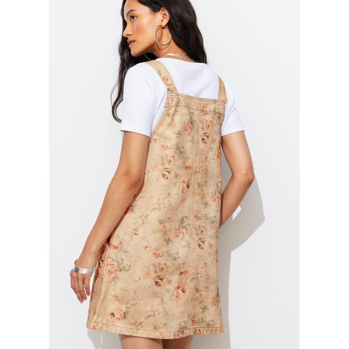 Robe salopette fleurie imprimé écru, PROMOD