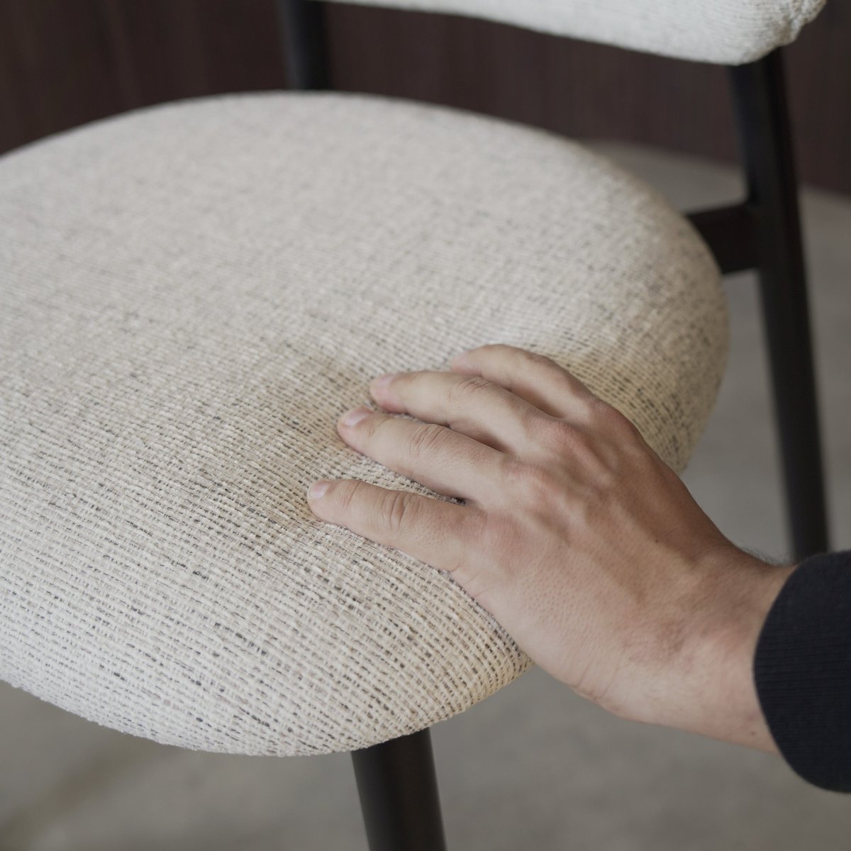 Lot de 2 chaises en tissu chiné et pieds en métal - NAO gris clair chiné, MAISON PAVANE