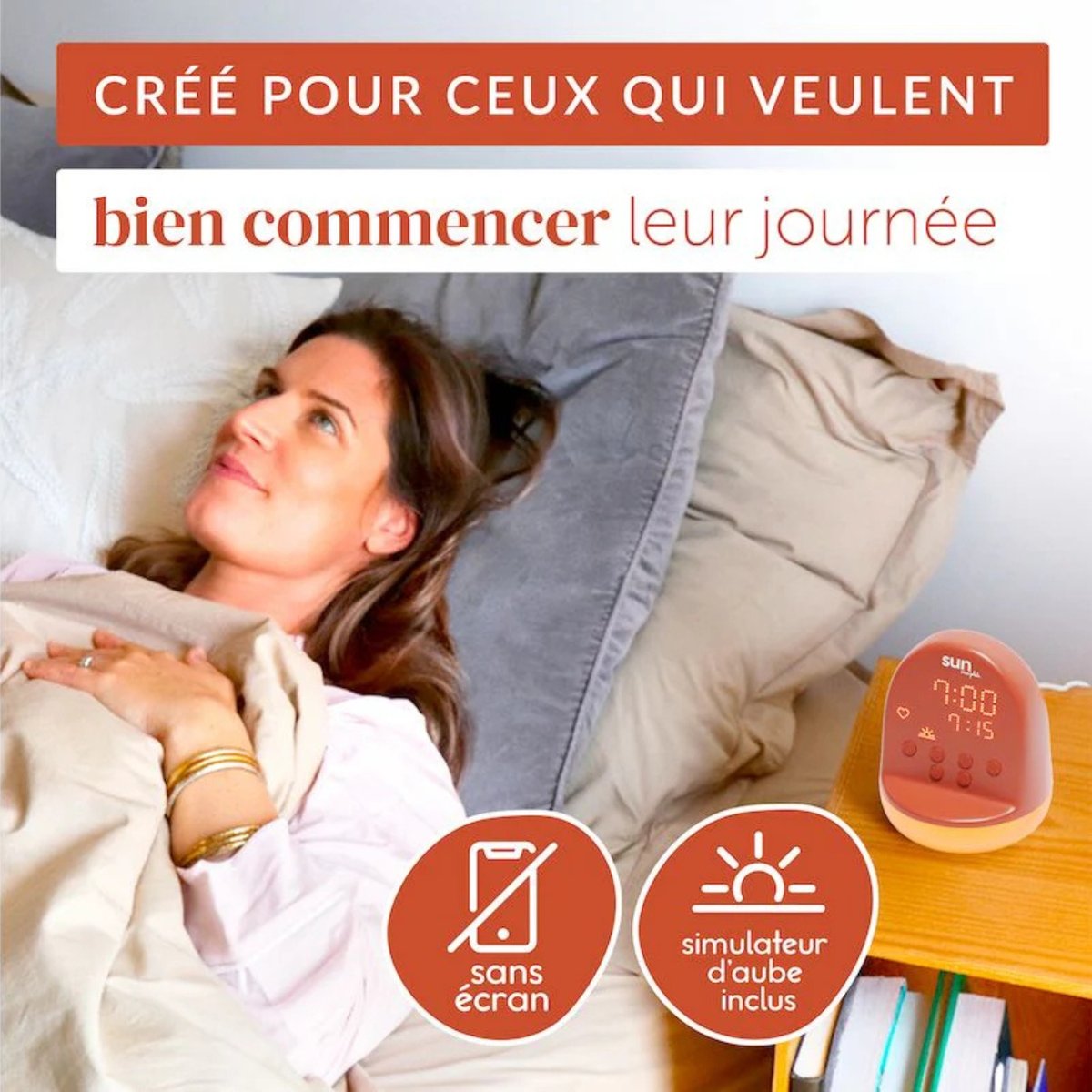 Réveil Sun couleur unique, MORPHEE