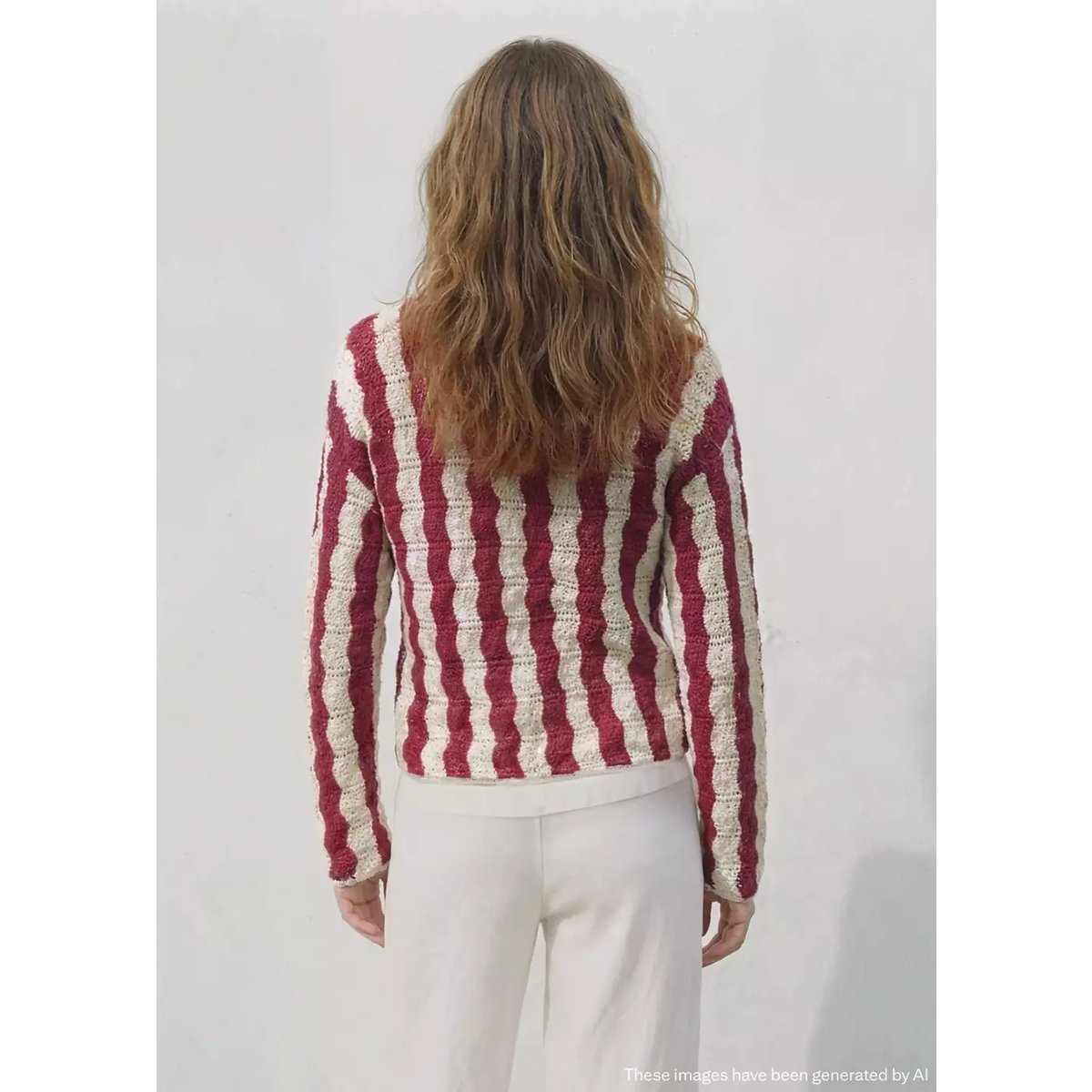 Pull en maille ajourée bicolore grenat, MANGO TEEN