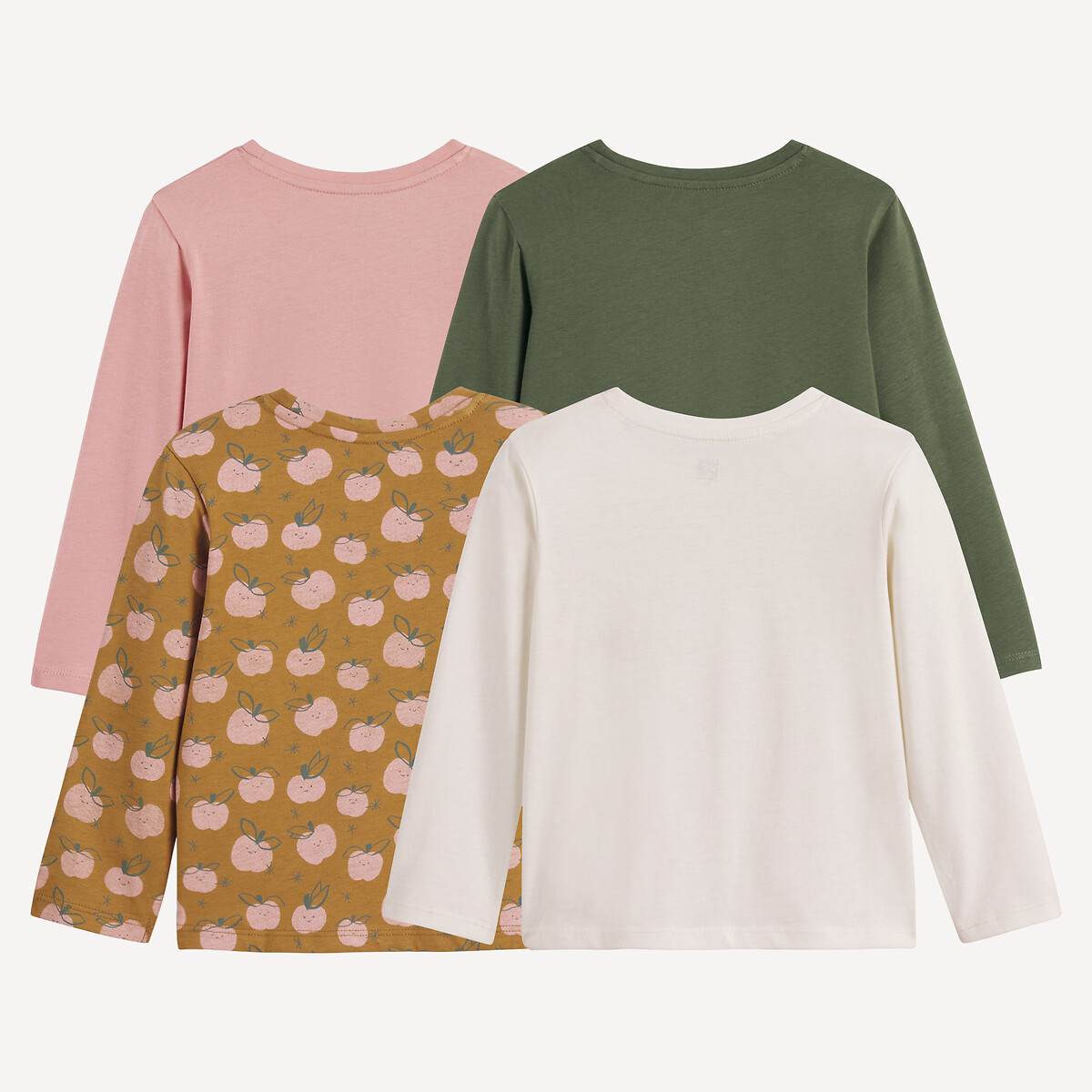 Pack of 4 Long Sleeve T-Shirts mustard+pink+ecru+green, LA REDOUTE COLLECTIONS