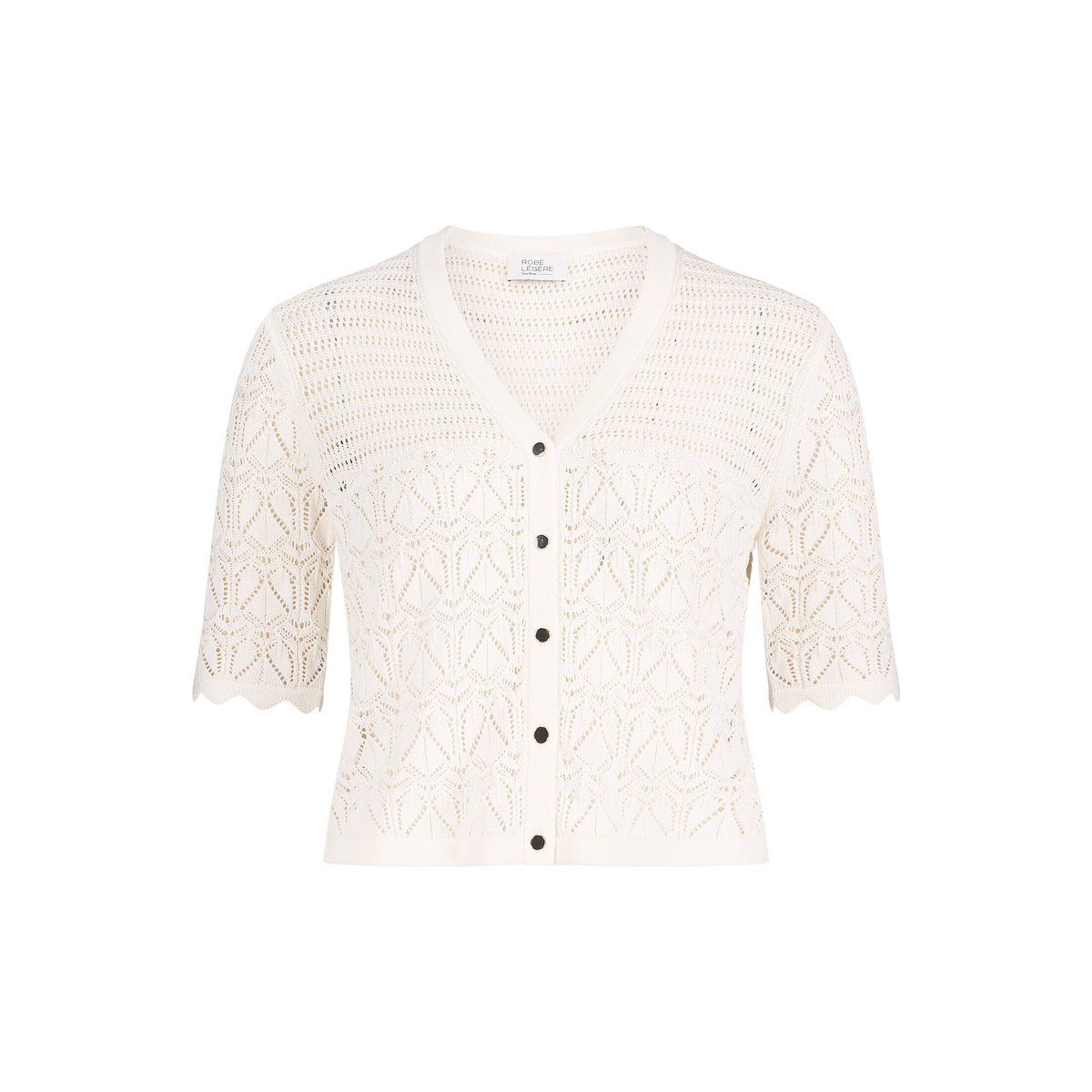 Cardigan en maille d'été à encolure en v bright gardenia, VERA MONT