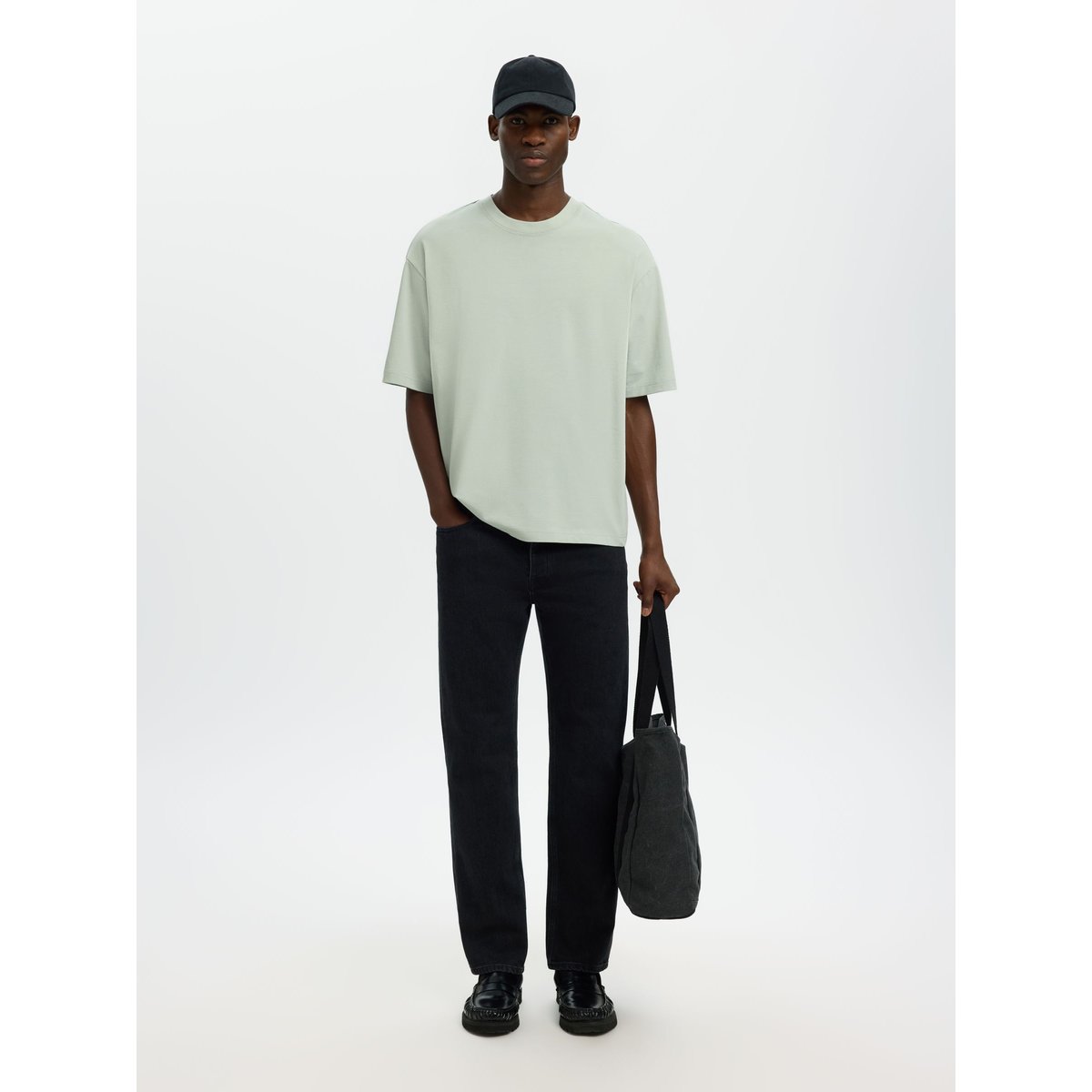 T-Shirt Ras Du Cou aqua gray, SELECTED