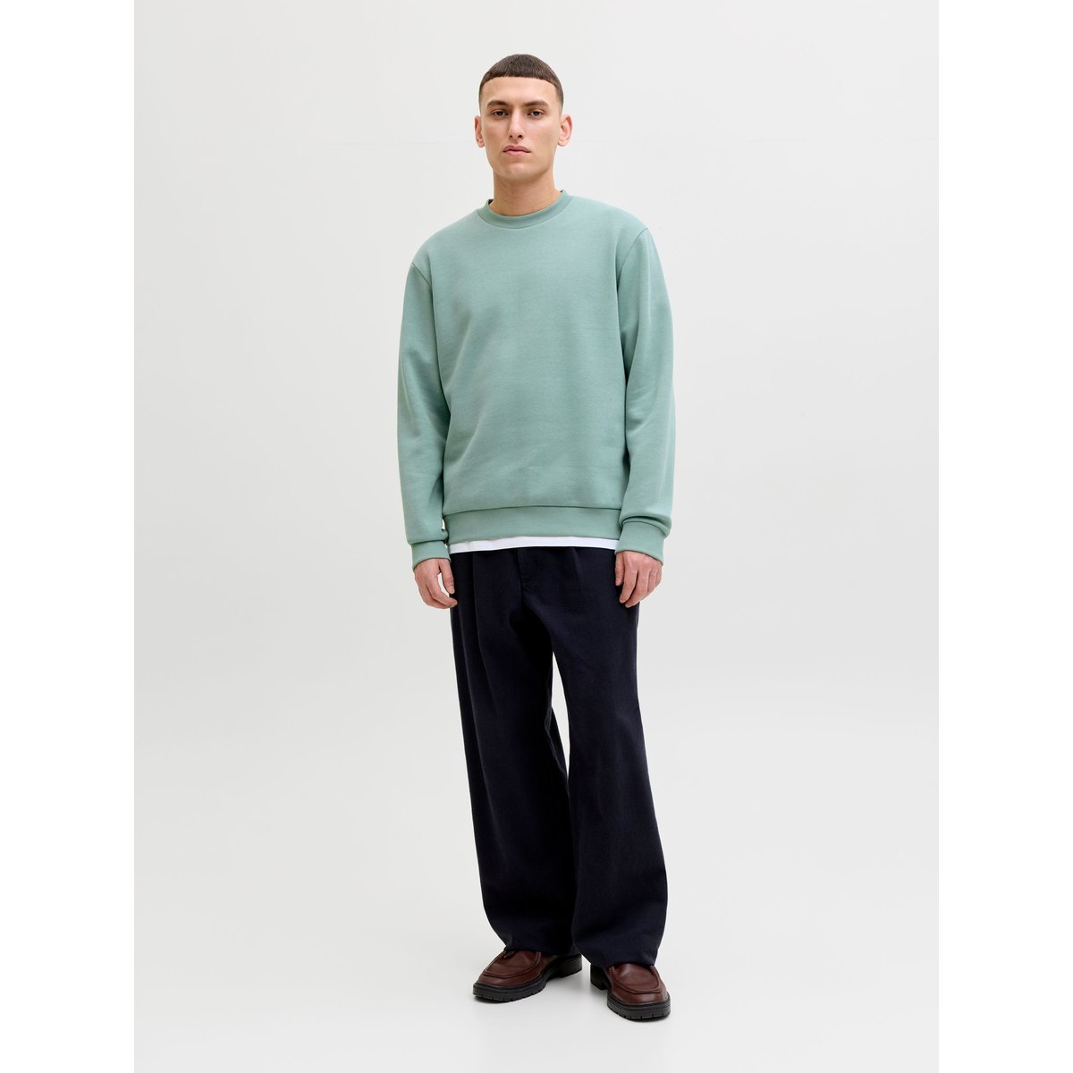 Sweat col rond vert d'eau, JACK & JONES