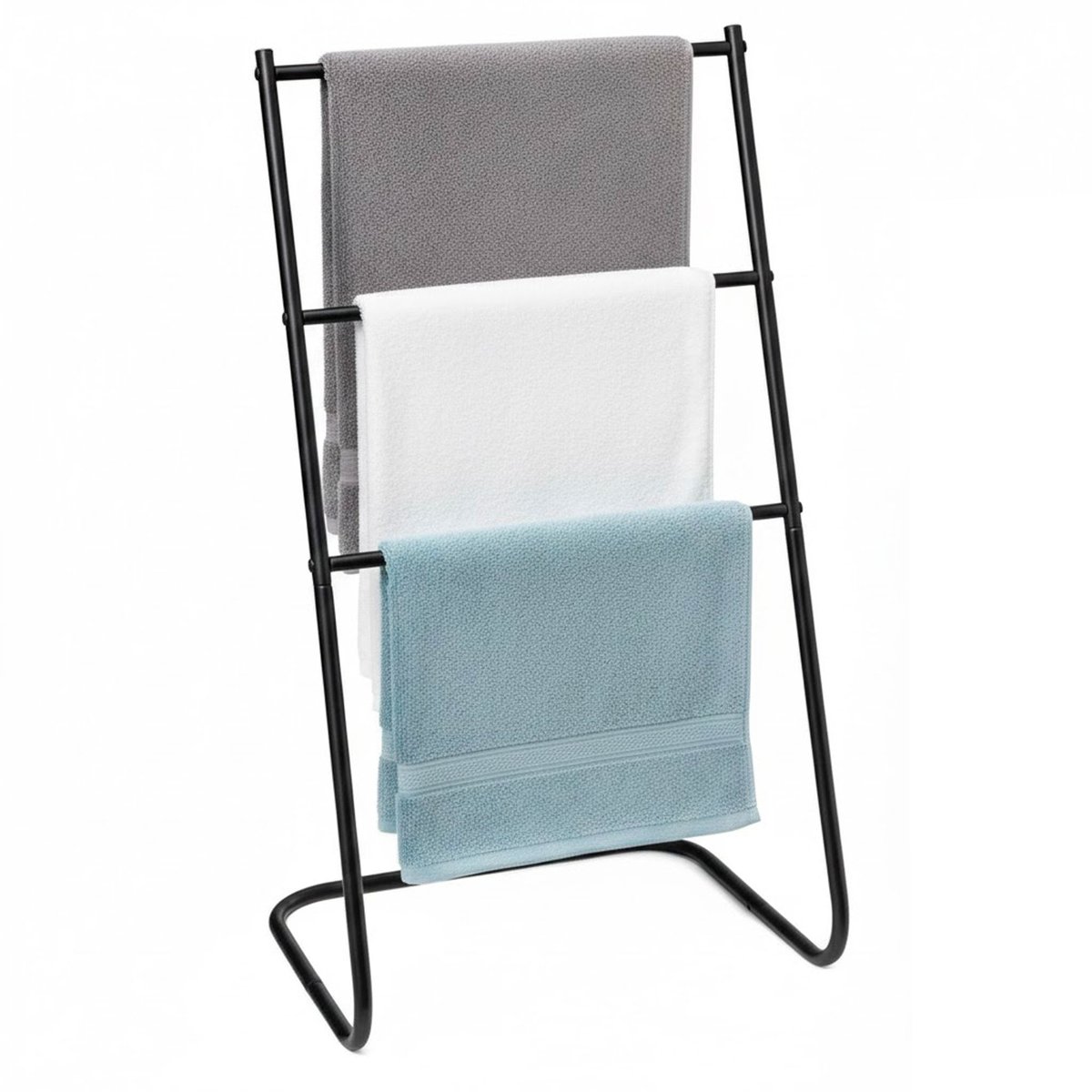 Porte serviette sur pied en métal noir 46x35x82cm noir, WADIGA