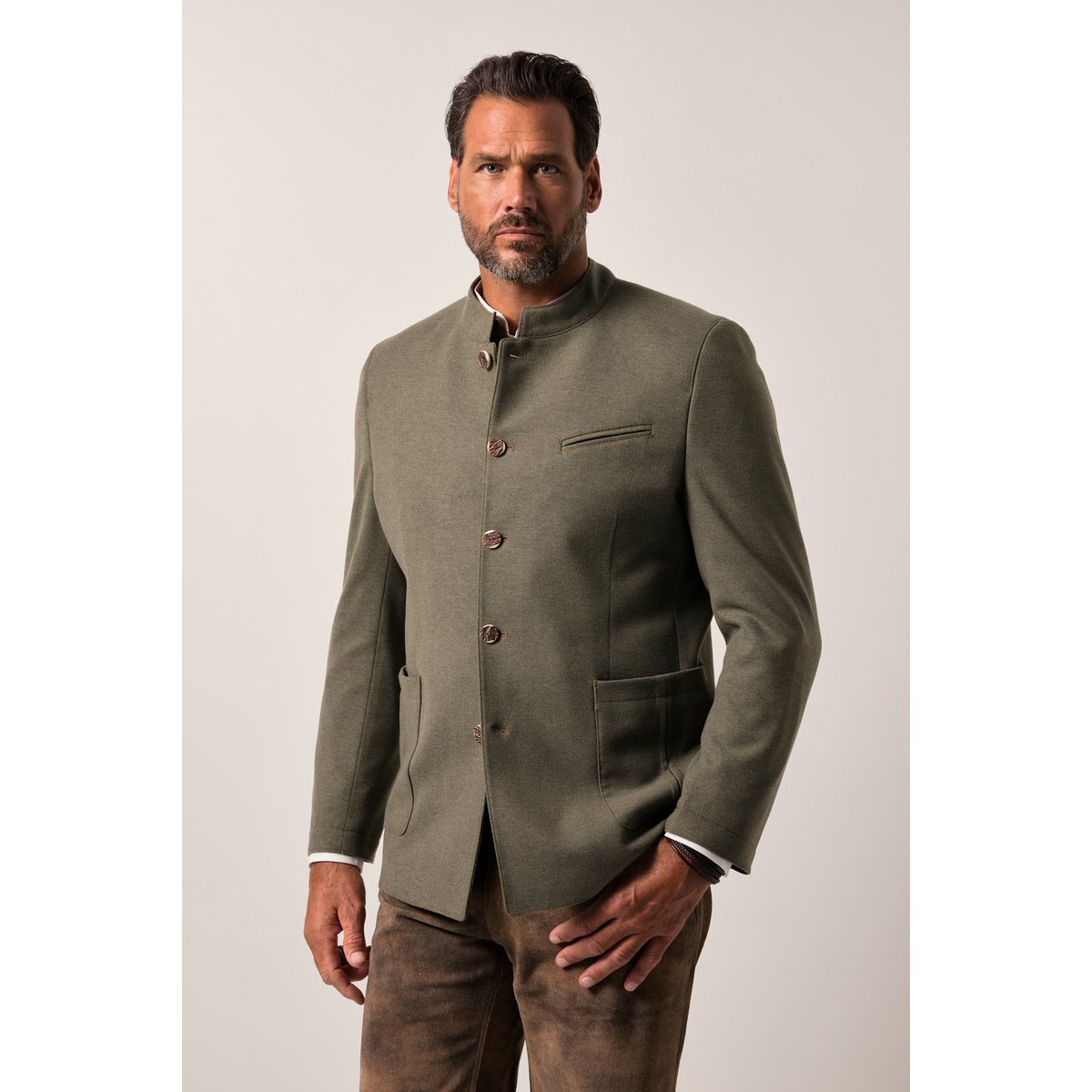 Veste Janker traditionnelle, col officier vert olive, JP1880