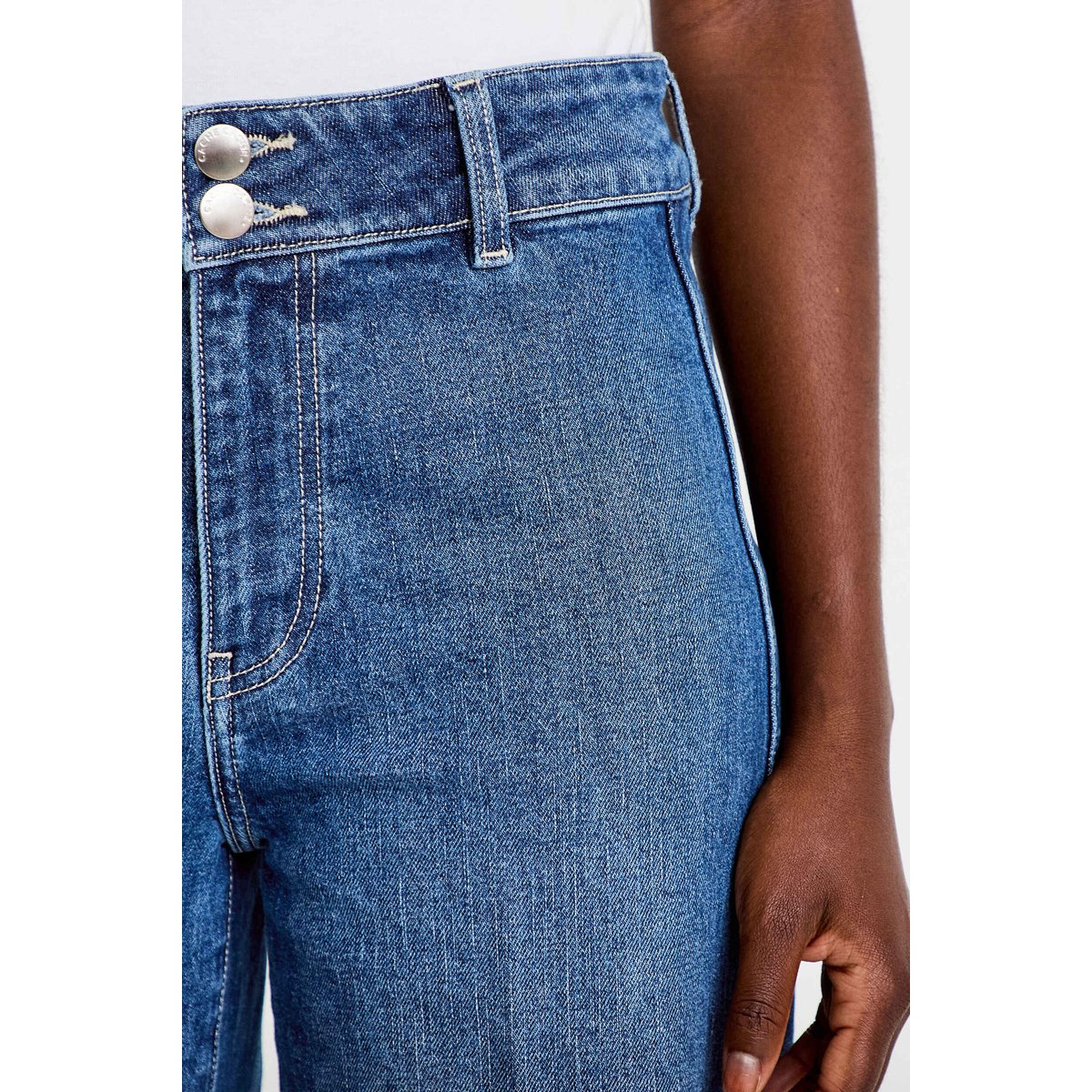Jean wide leg taille haute denim double stone, CACHE CACHE